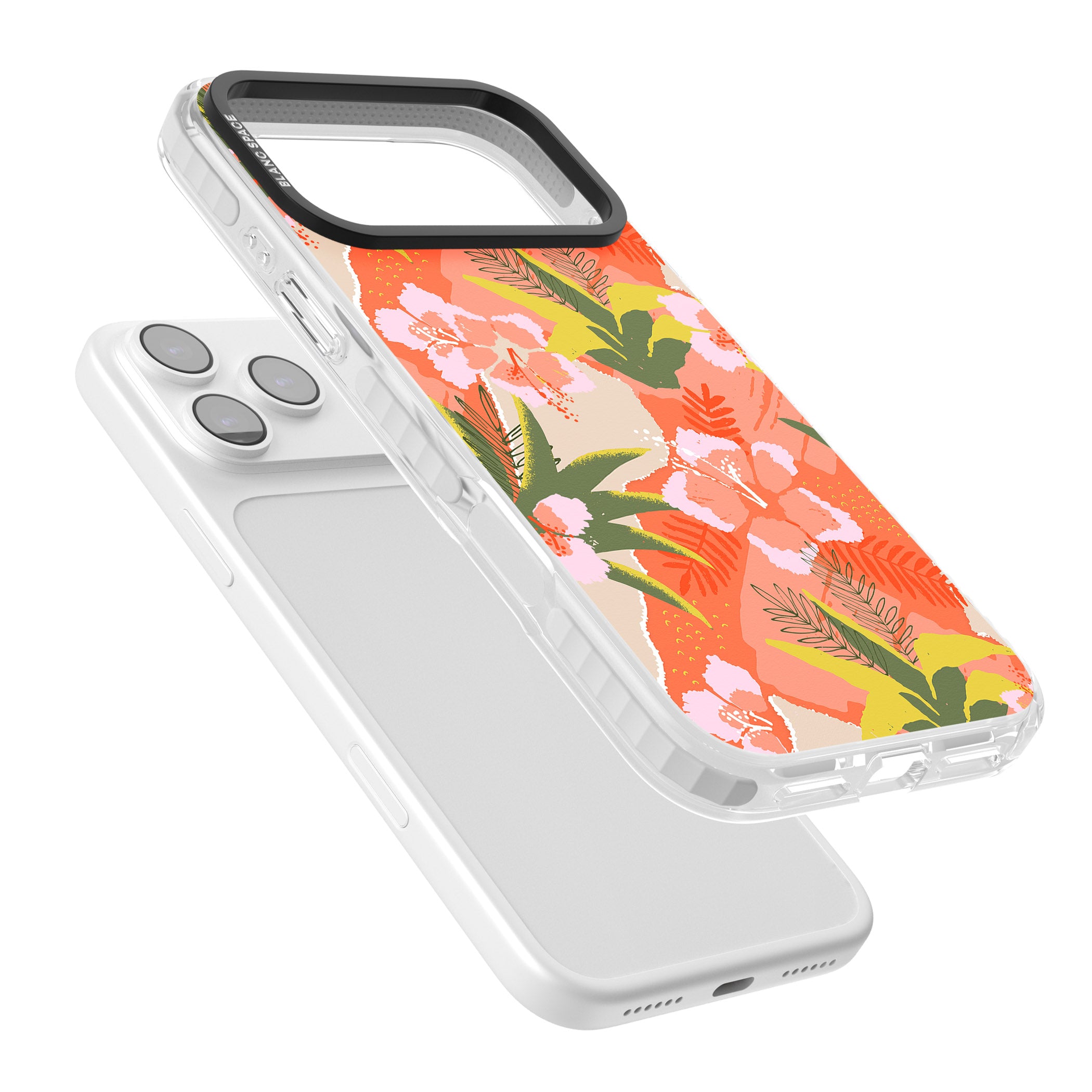 Hawaiian Flowers Abstract Pattern iPhone 17 Pro Impact Clear Phone Case Colours