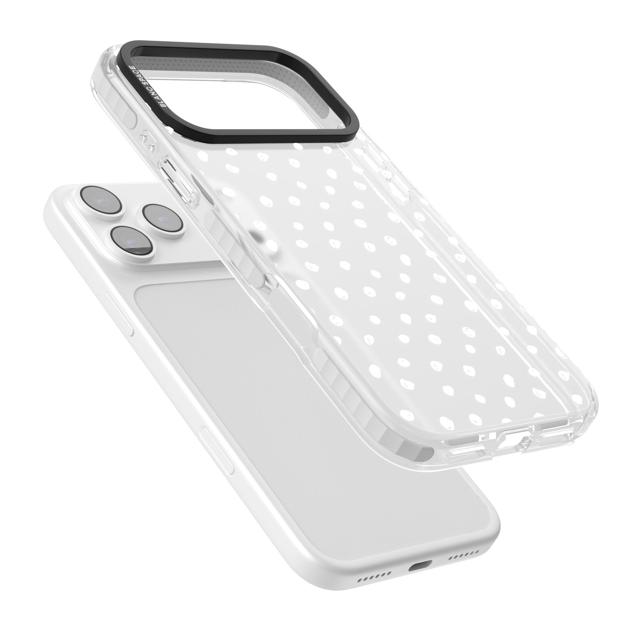 Messy White Dot Pattern iPhone 17 Pro Impact Clear Phone Case Colours
