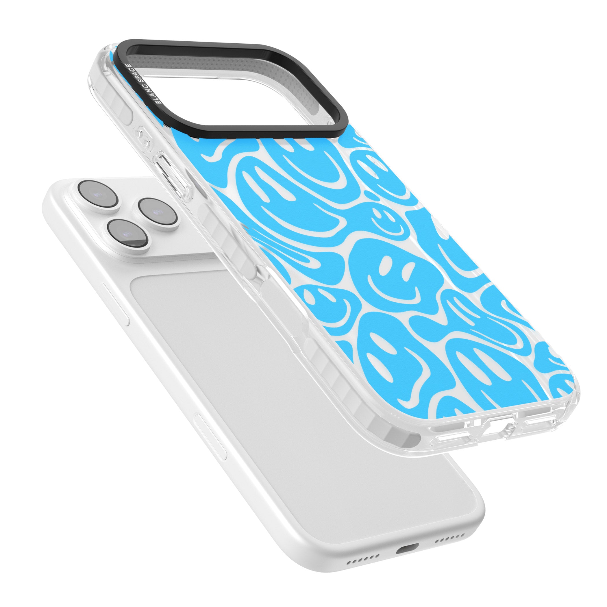 Blue Acid Faces iPhone 17 Pro Impact Clear Phone Case Colours