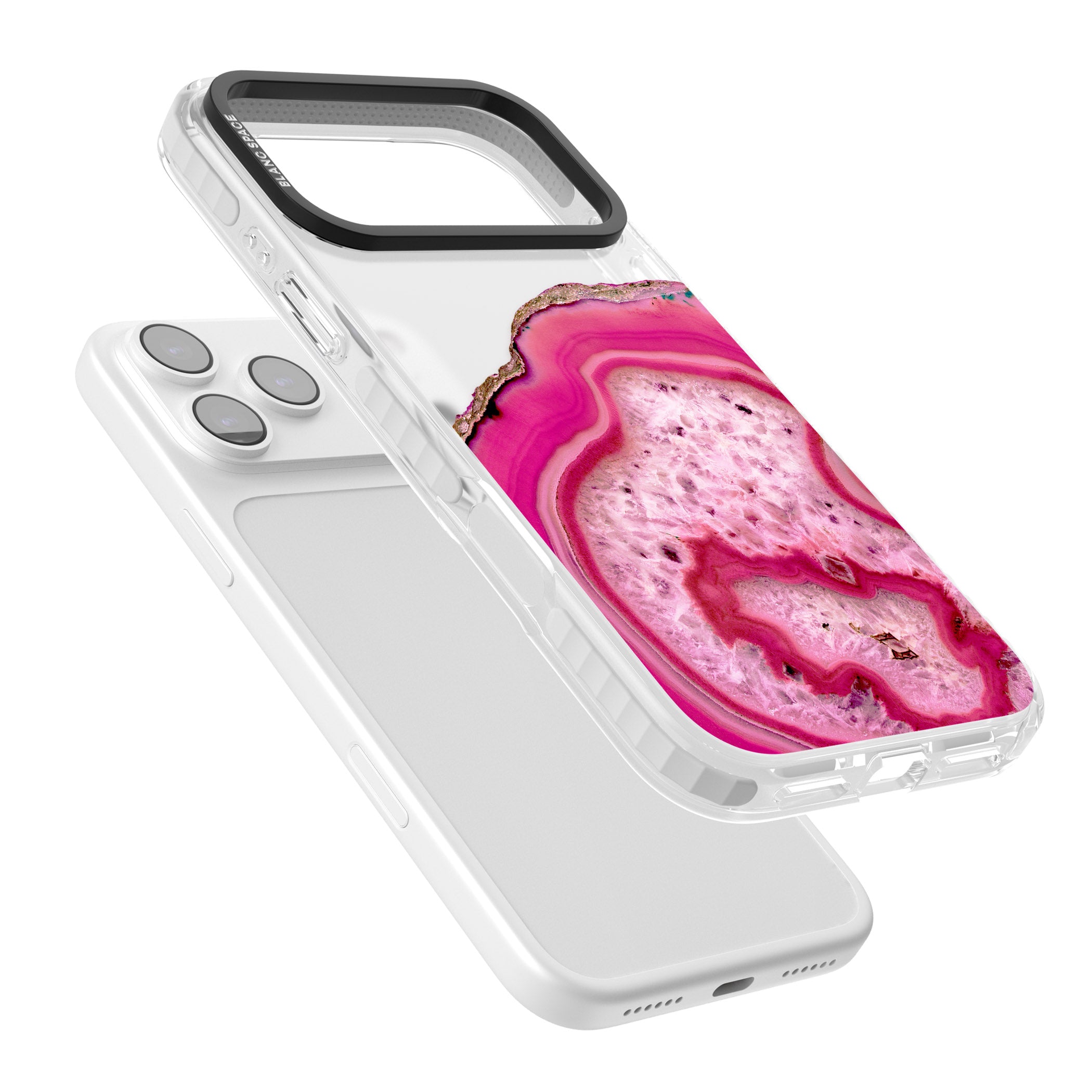 Pink Geode Crystal iPhone 17 Pro Max Impact Clear Phone Case Colours