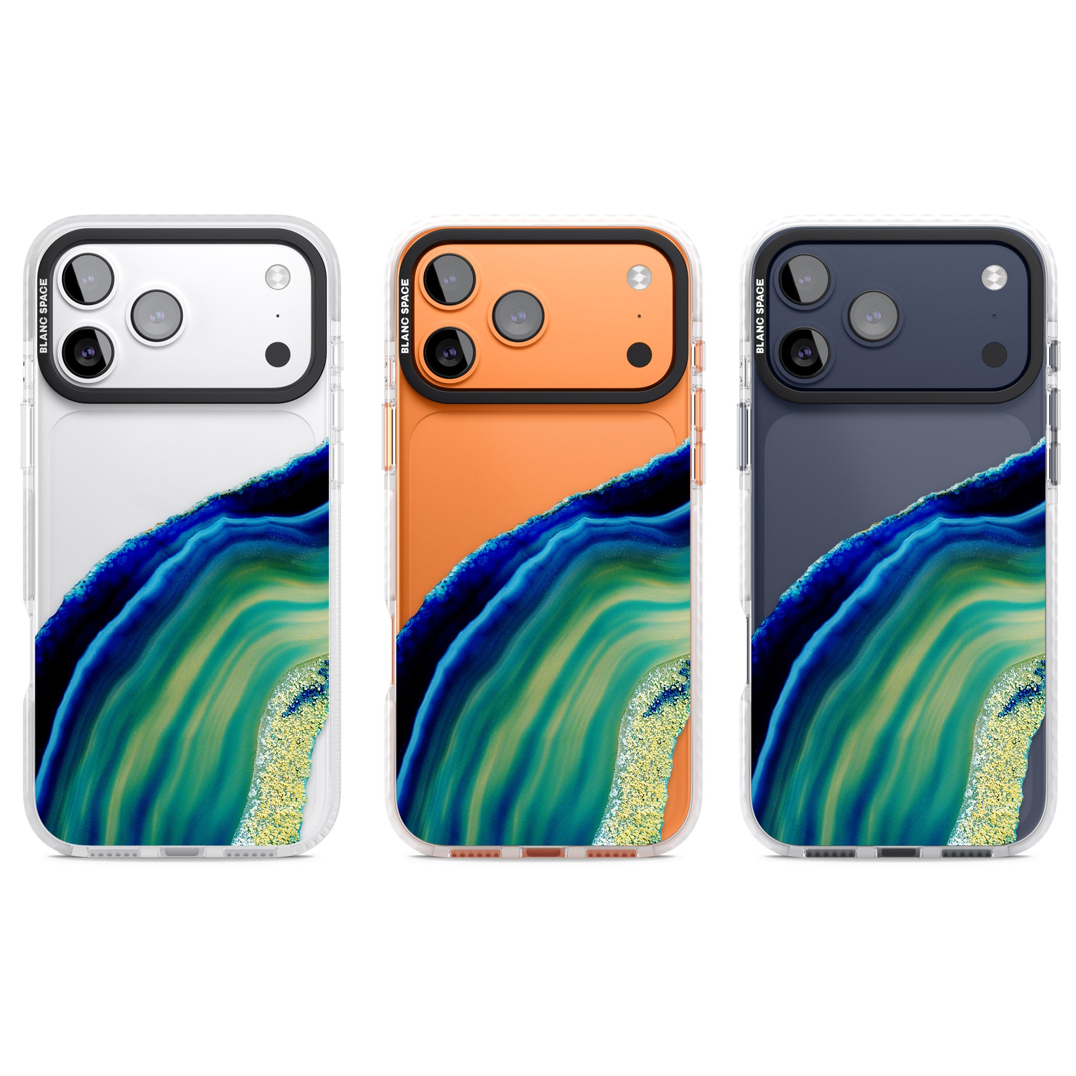 Green & Blue Emerald Geode iPhone 17 Pro Impact Clear Phone Case APT Impact Protection