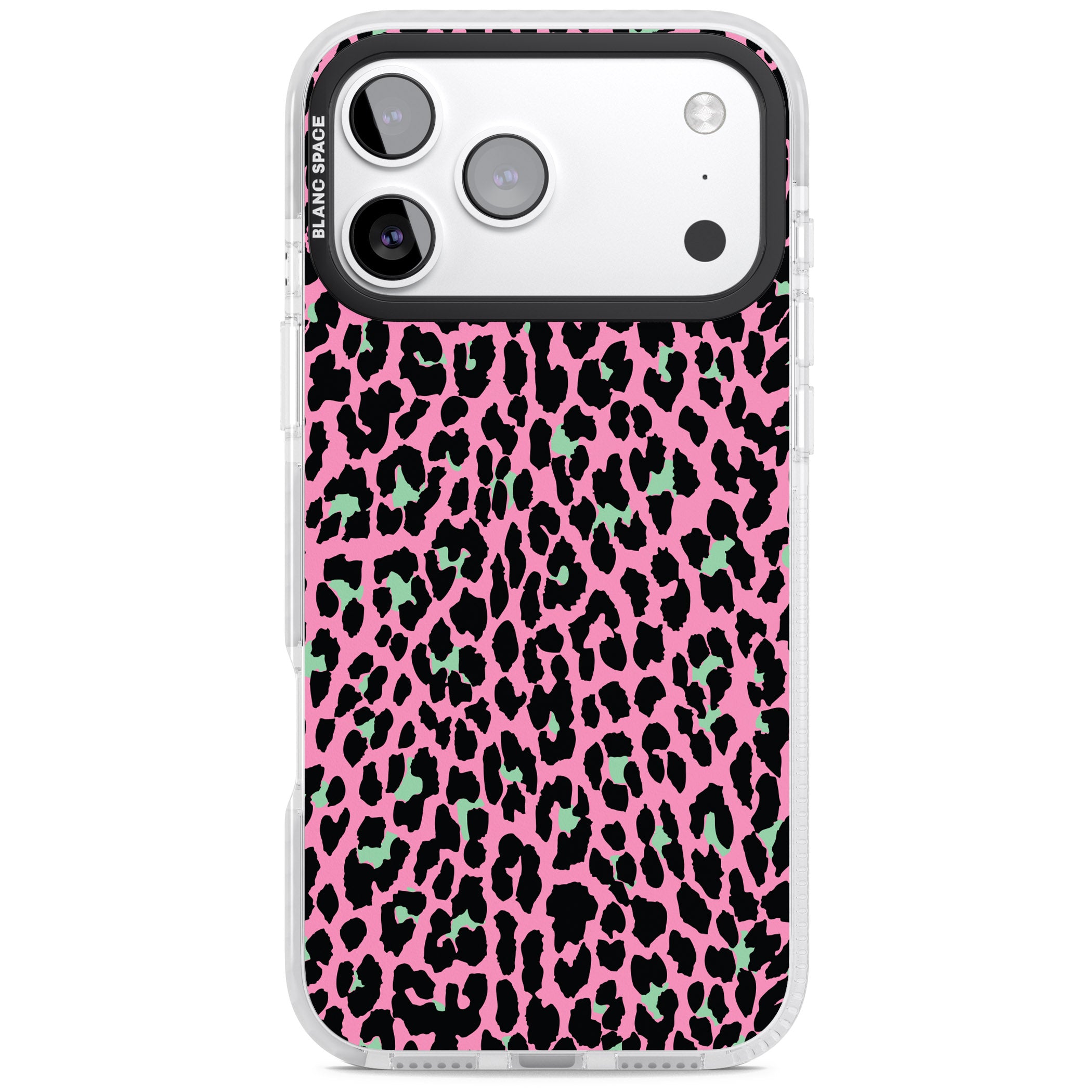Pink & Green Leopard iPhone 17 Pro Impact Clear Phone Case