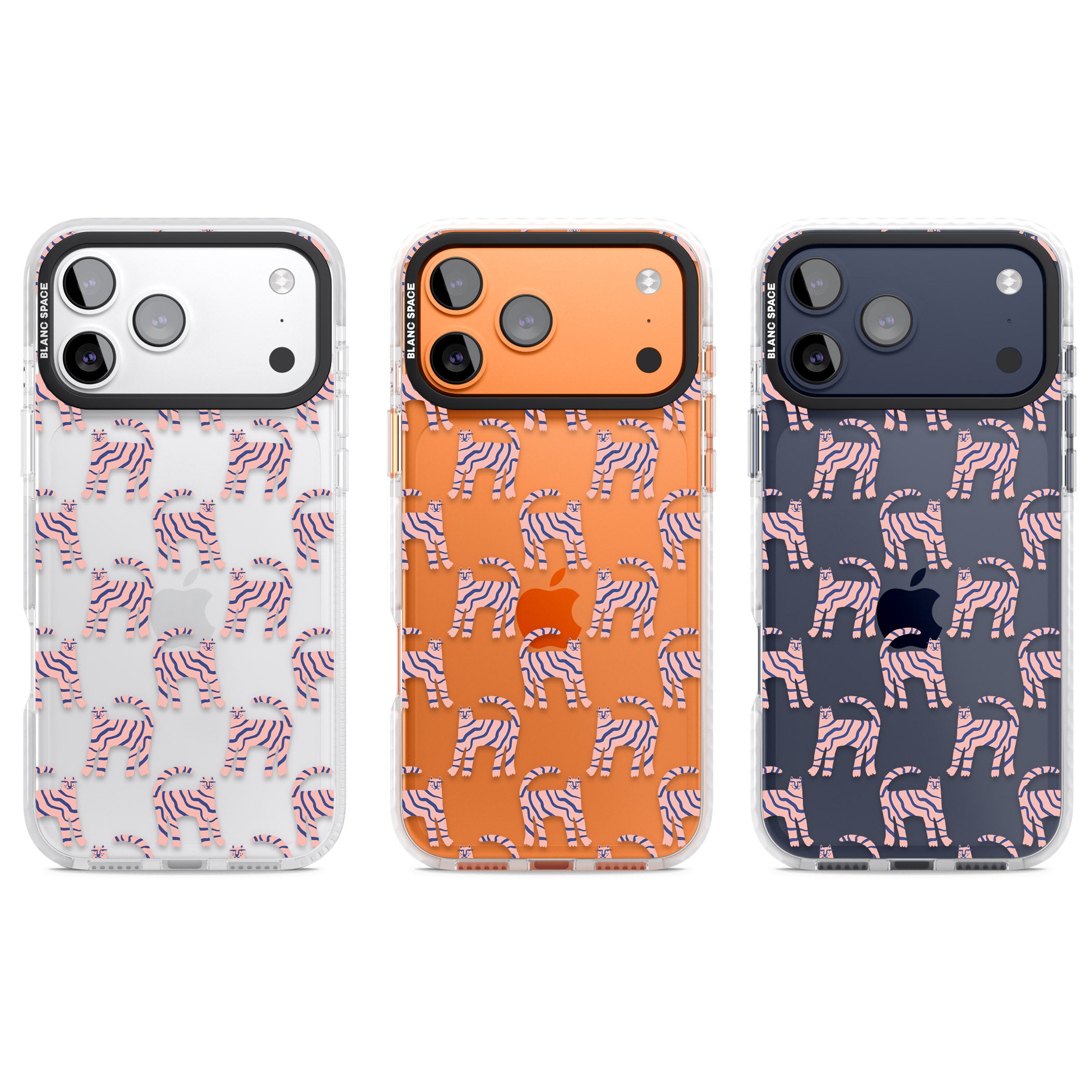 Pink And Blue Cat Pattern iPhone 17 Pro Impact Clear Phone Case APT Impact Protection
