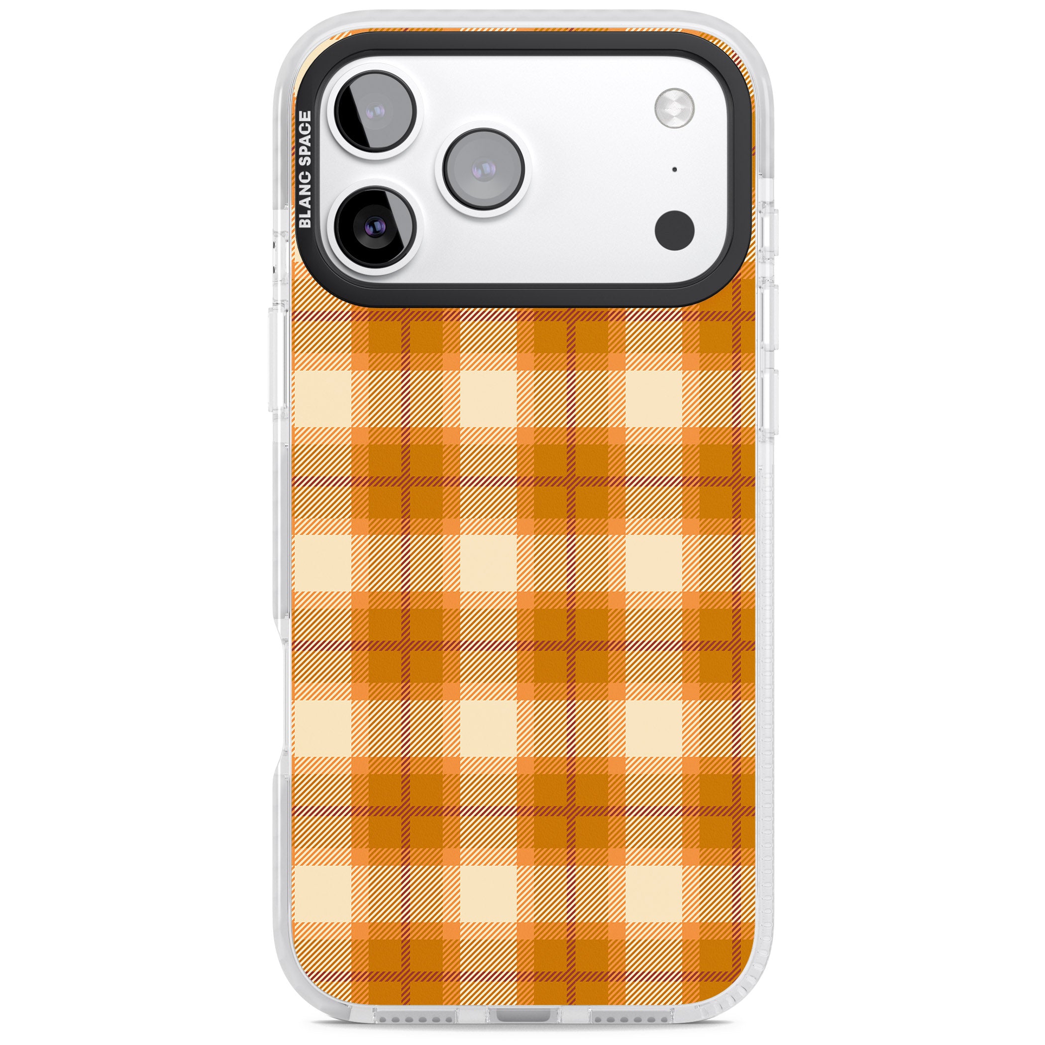 Pumpkin Plaid iPhone 17 Pro Impact Clear Phone Case