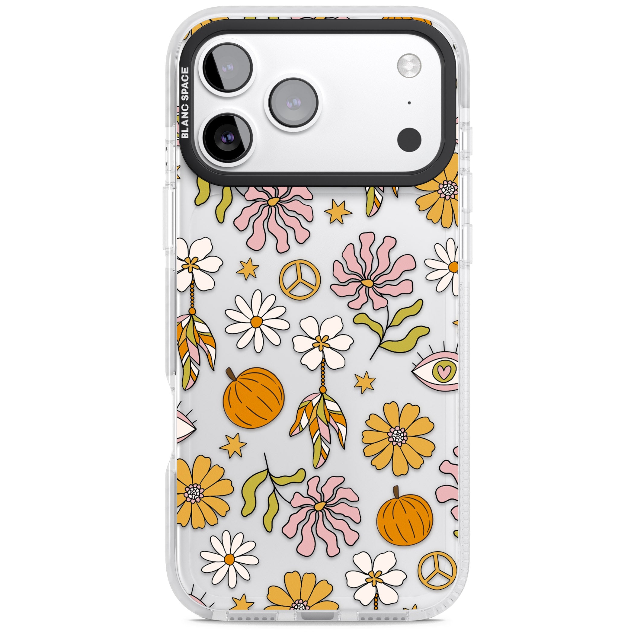 Retro Boho Fall Floral iPhone 17 Pro Max Impact Clear Phone Case