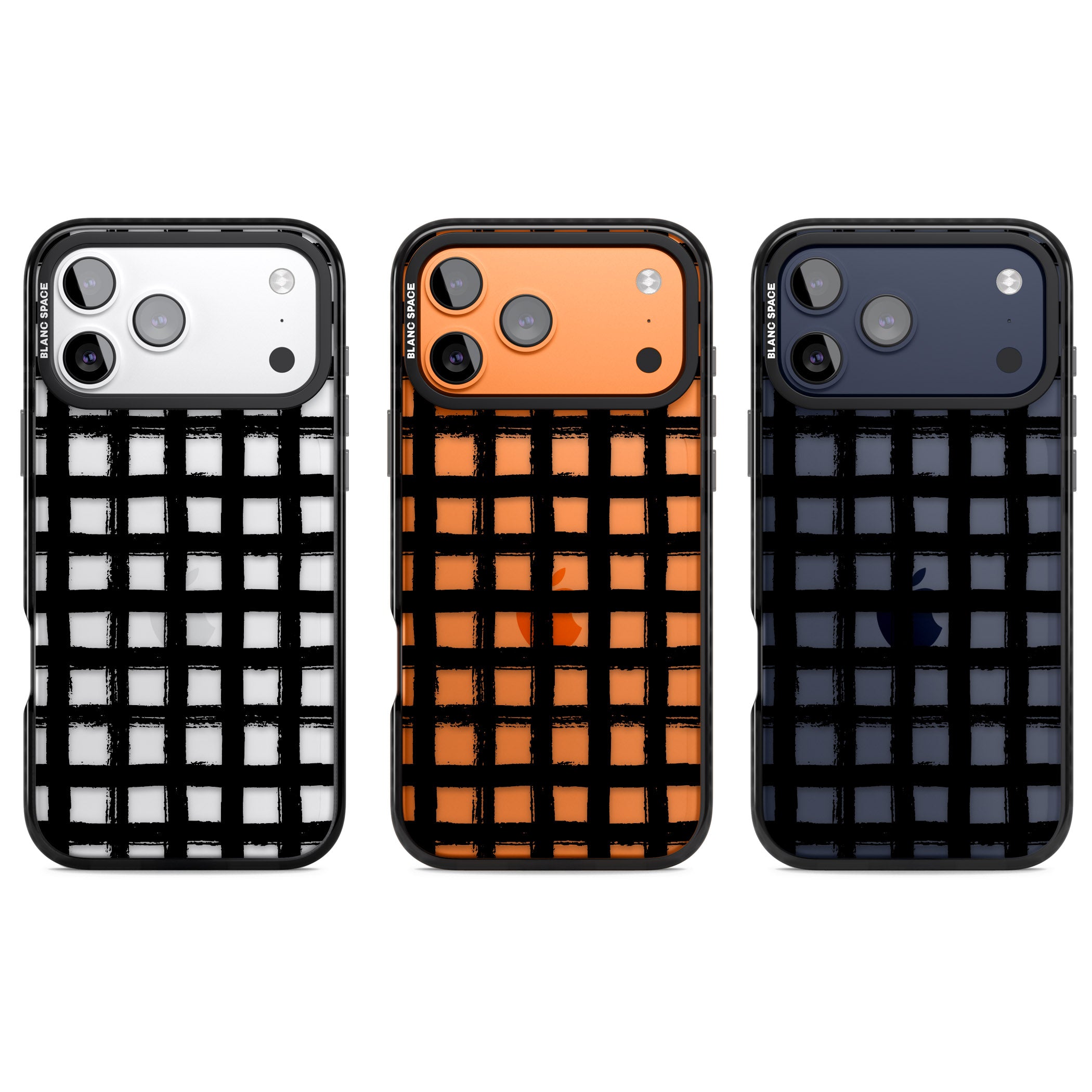Messy Black Grid Clear iPhone 17 Pro Impact Black Phone Case APT Impact Protection