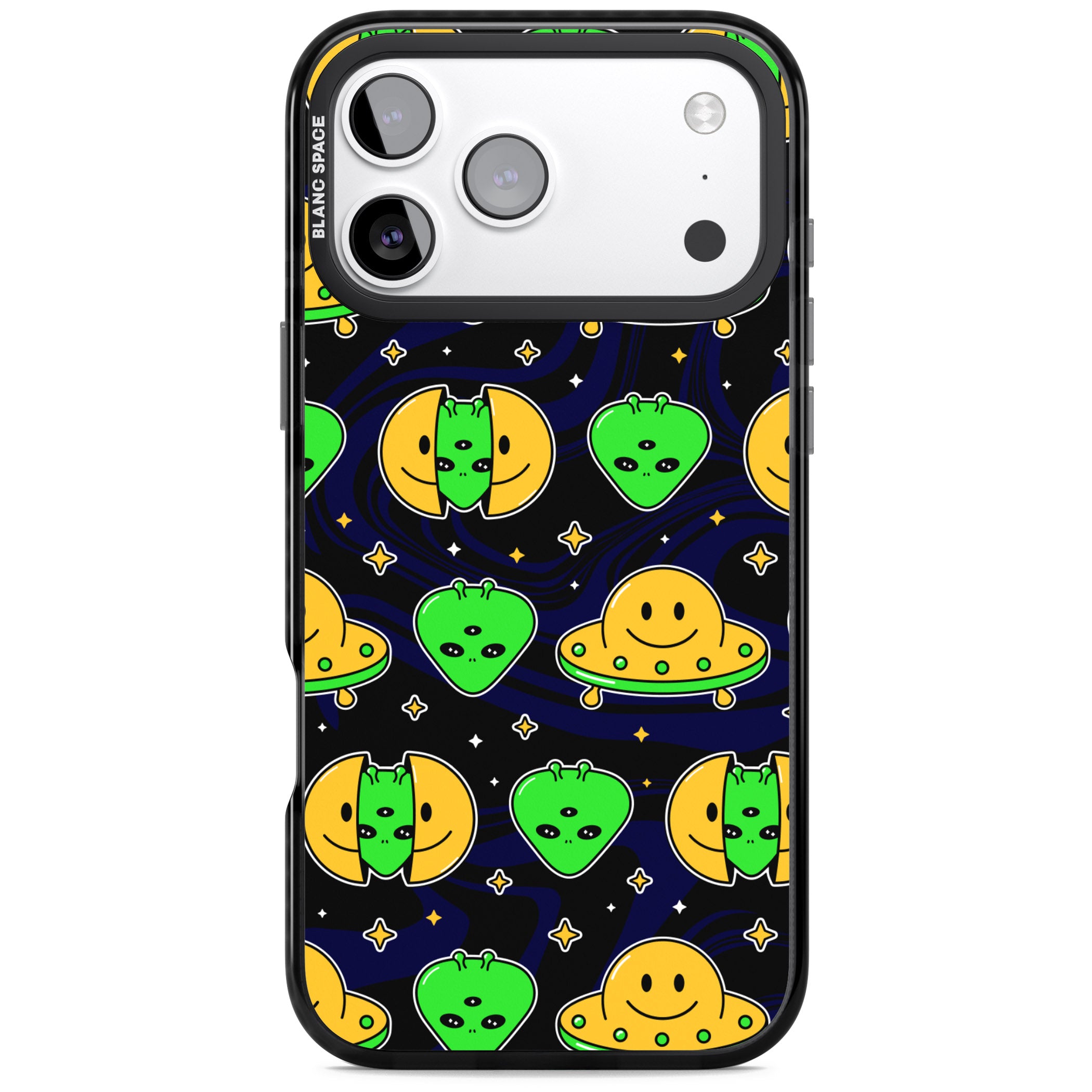 Alien Head Pattern iPhone 17 Pro Impact Black Phone Case