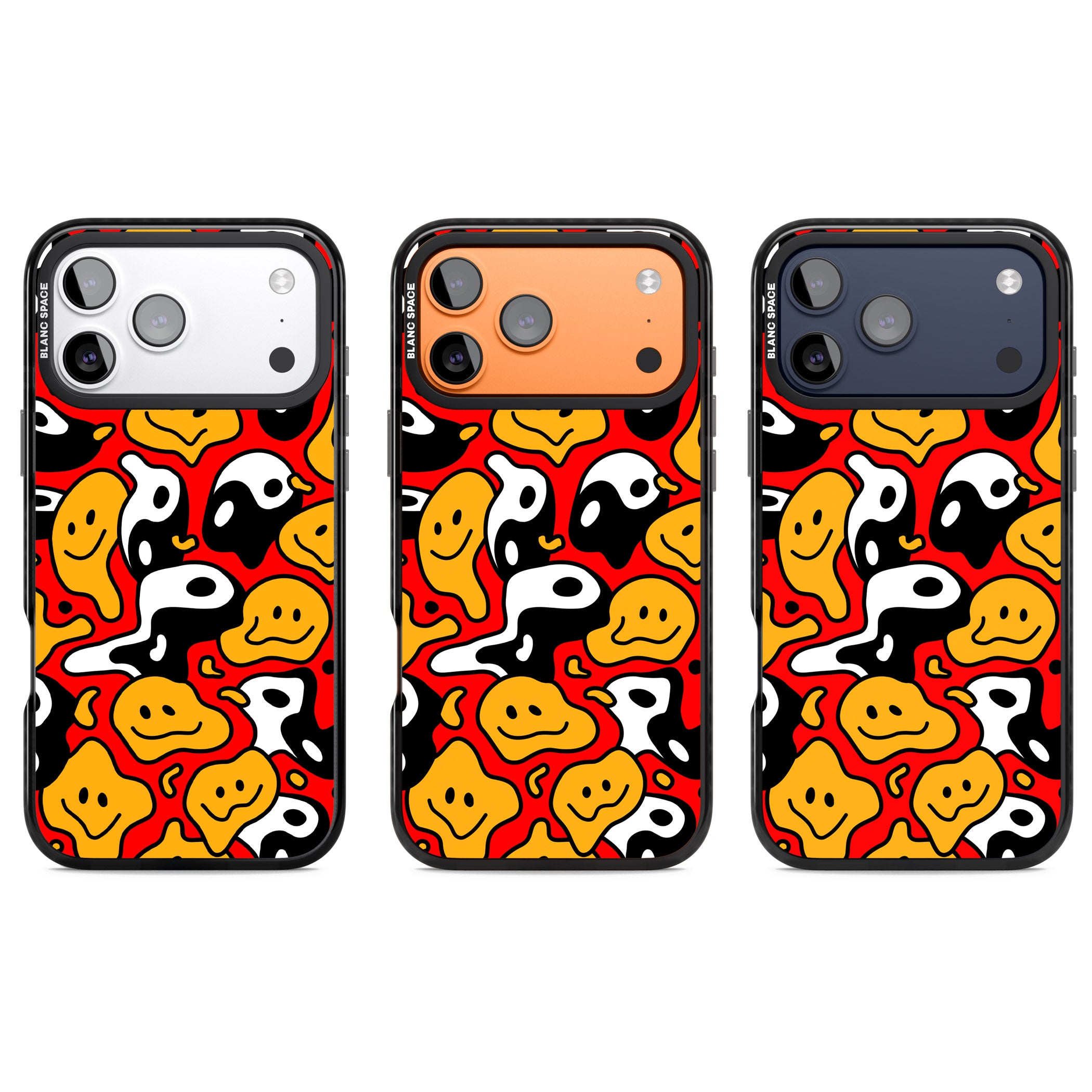 Yin Yang Acid Face iPhone 17 Pro Impact Black Phone Case APT Impact Protection