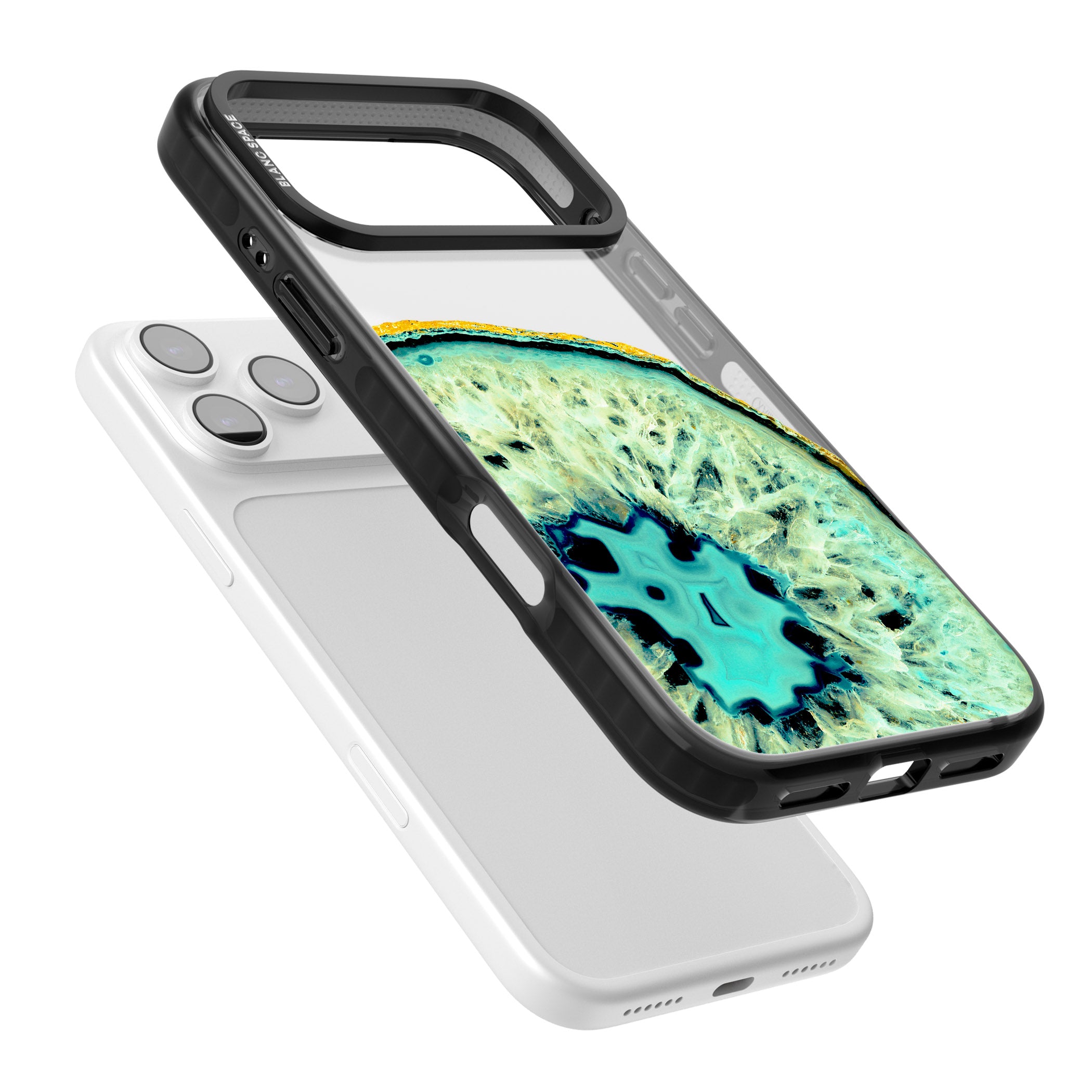 Turquoise Geode Crystal iPhone 17 Pro Impact Black Phone Case Colours