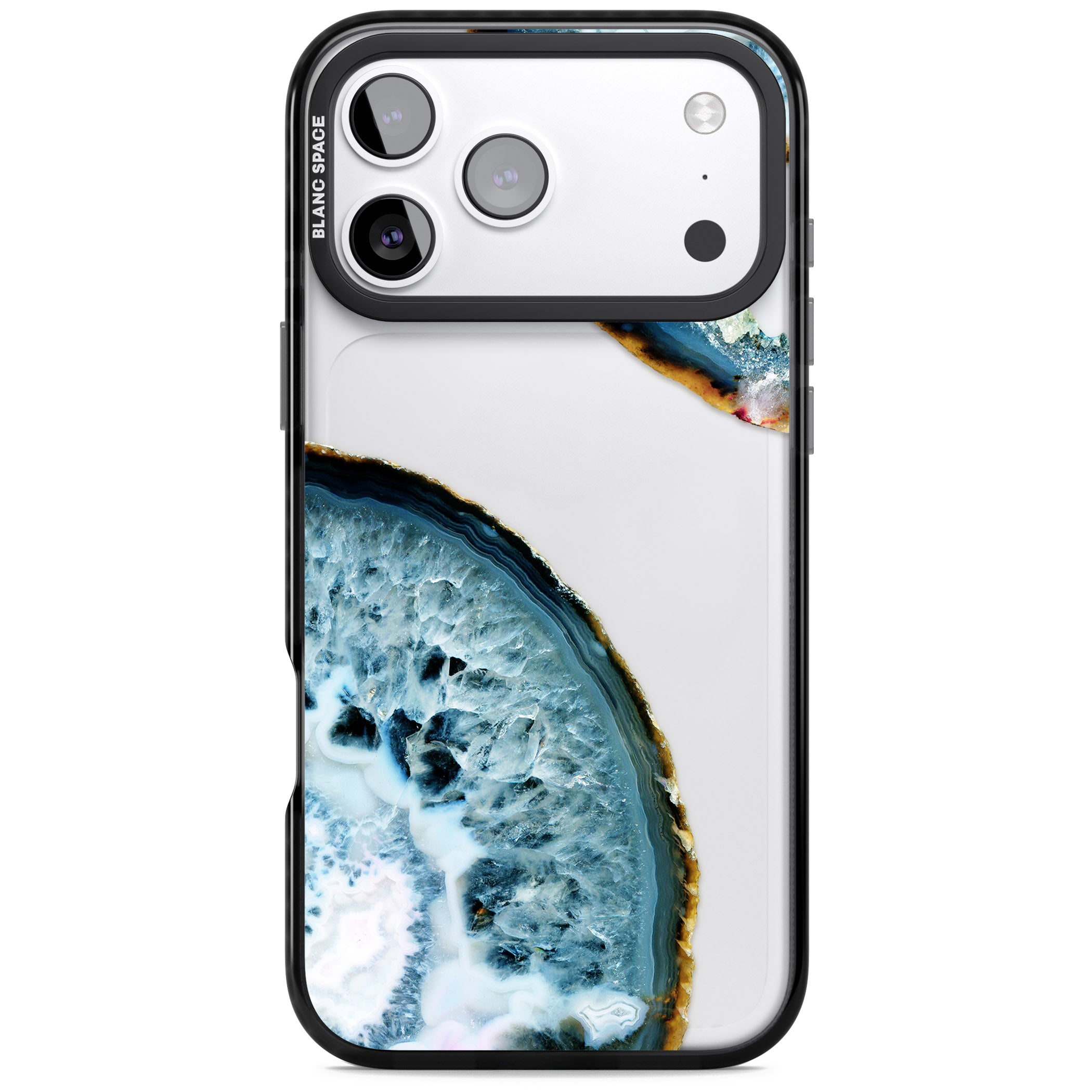 Blue Agate Slice iPhone 17 Pro Impact Black Phone Case