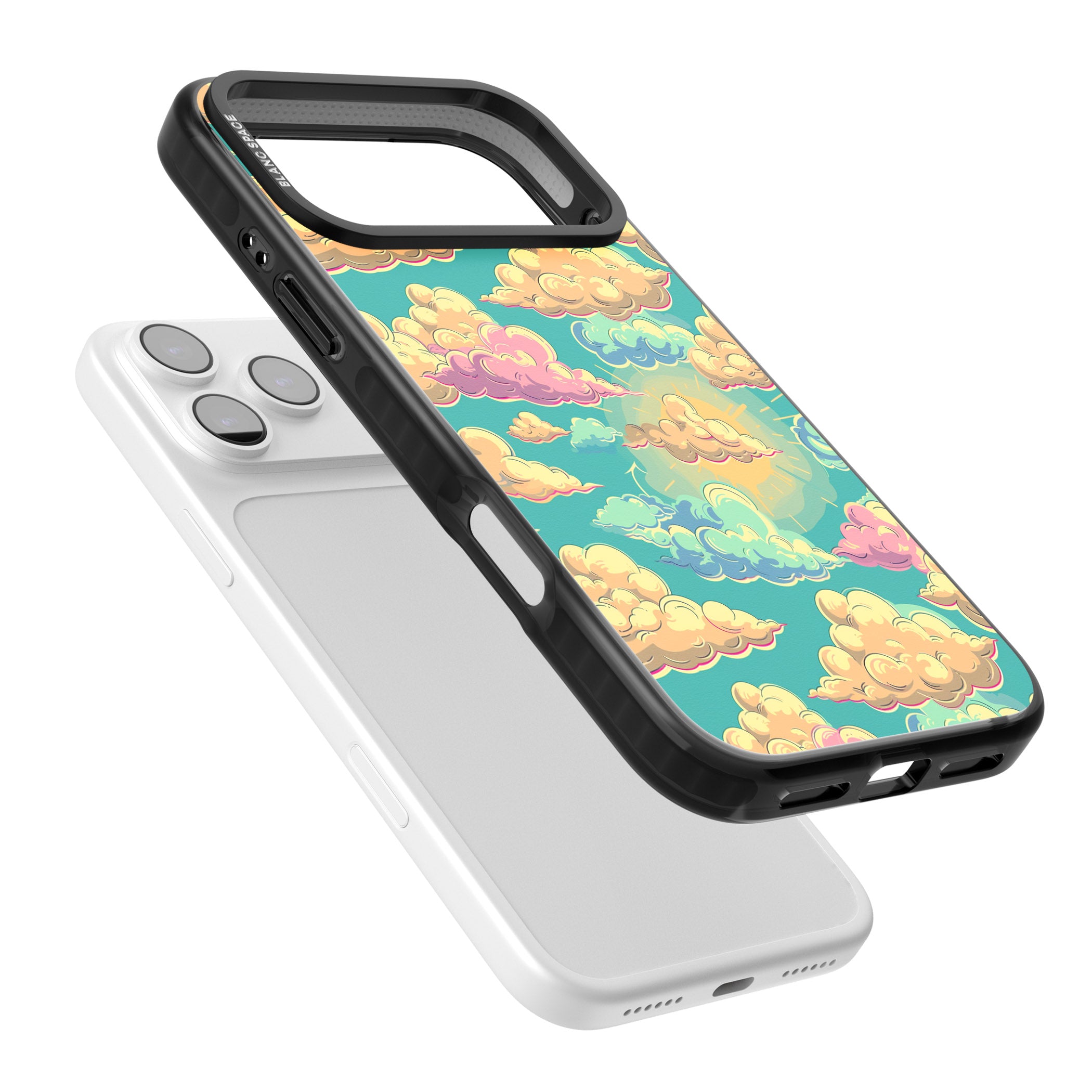 Pastel Clouds iPhone 17 Pro Max Impact Black Phone Case Colours