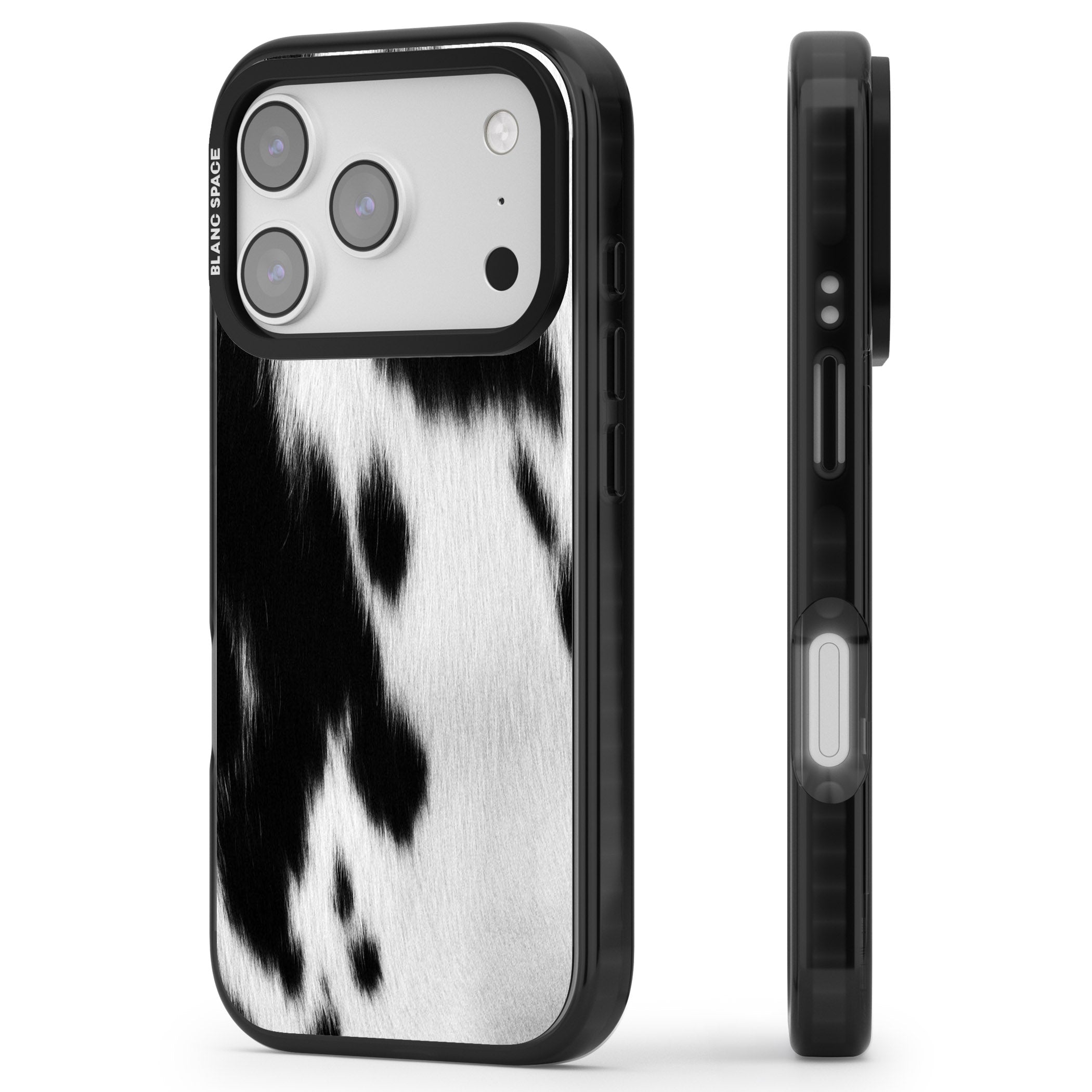 Designer Fashion Cowhide iPhone 17 Pro Max Impact Black Phone Case Side Profile
