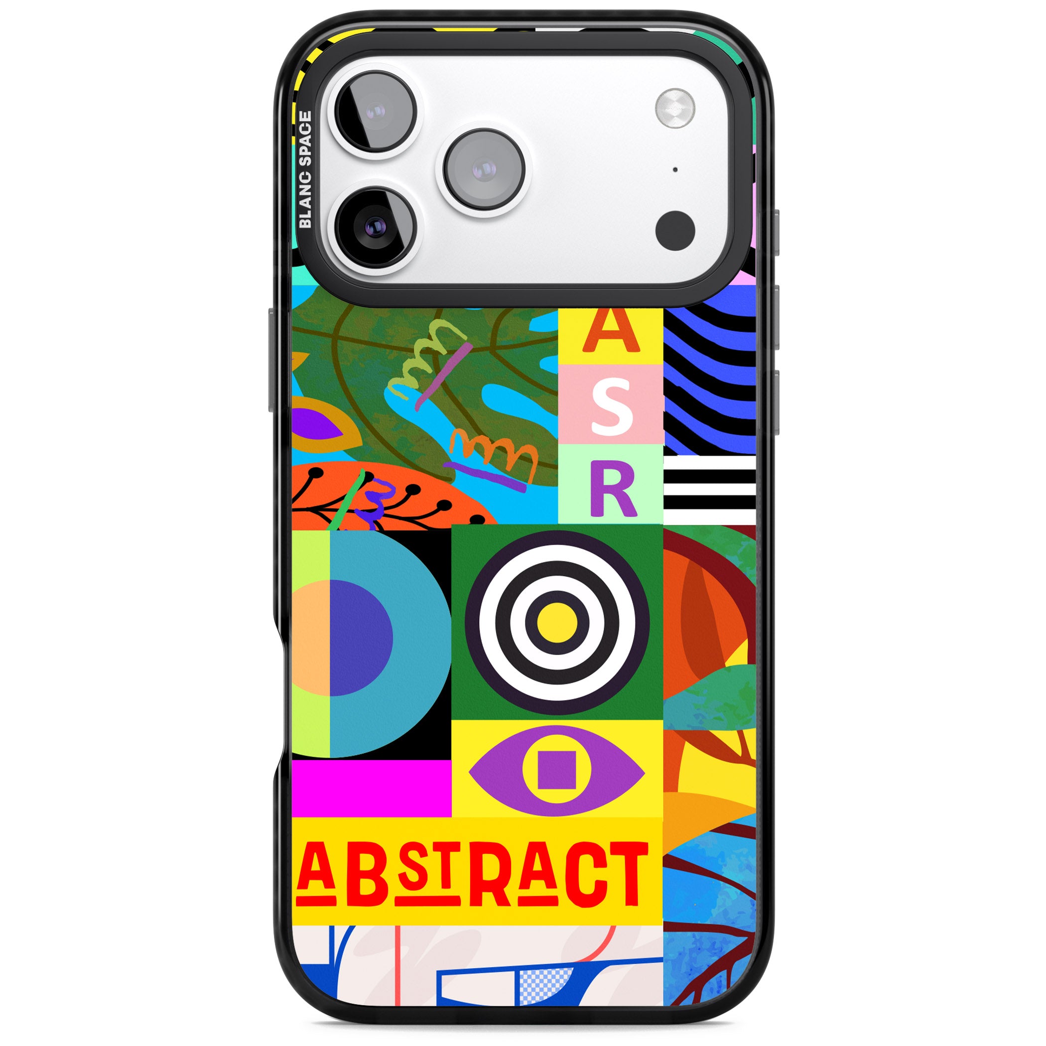 Abstract Pattern Patchwork iPhone 17 Pro Impact Black Phone Case