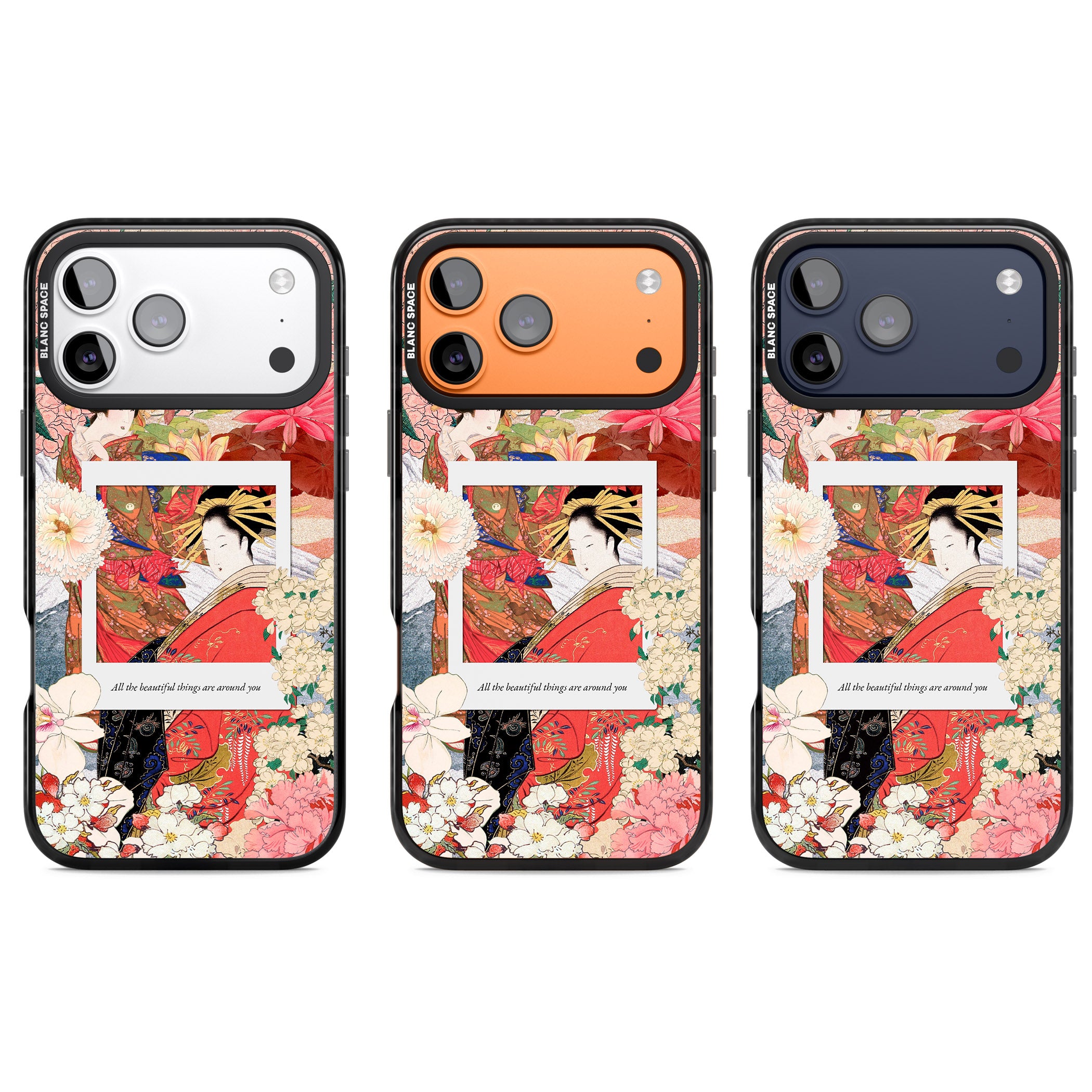 Woodblock Geisha iPhone 17 Pro Impact Black Phone Case APT Impact Protection