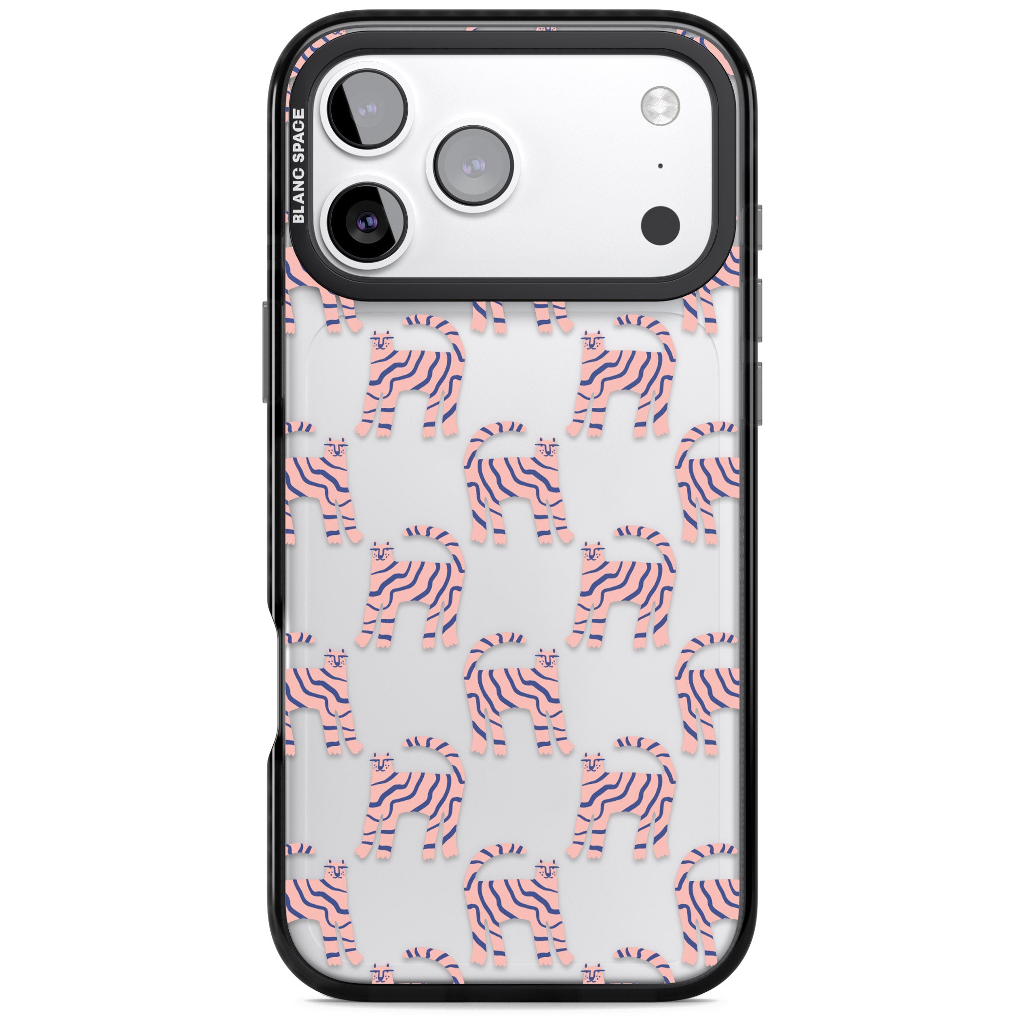 Pink And Blue Cat Pattern iPhone 17 Pro Impact Black Phone Case
