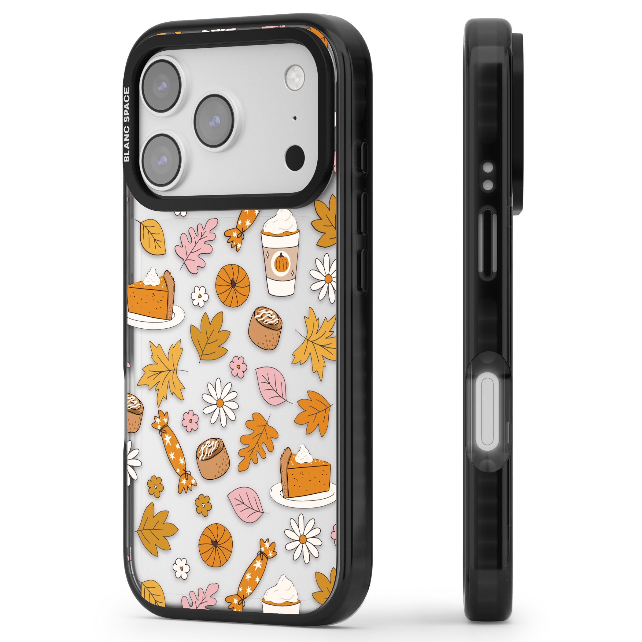 Pumpkin Spice iPhone 17 Pro Impact Black Phone Case Side Profile