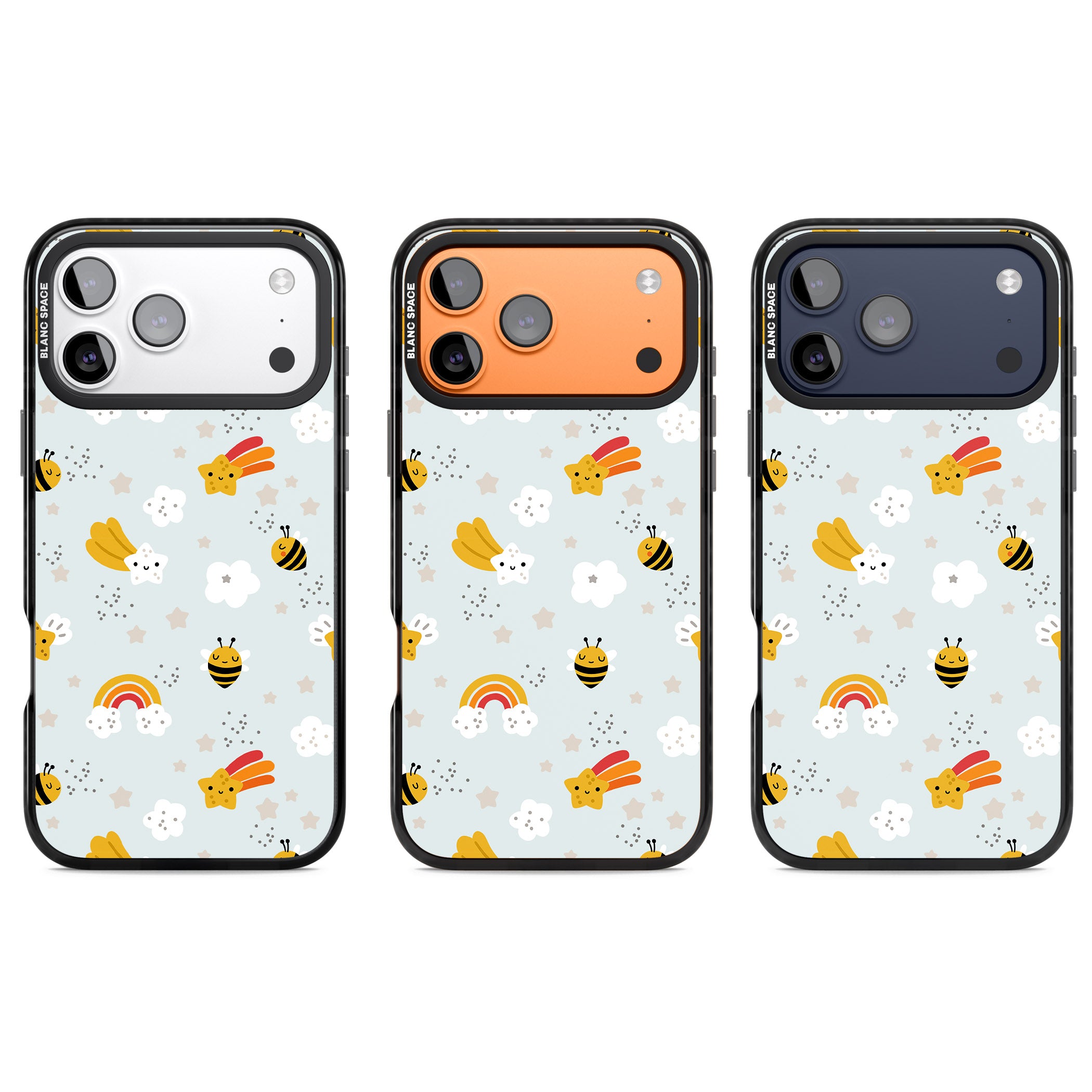 Sweet As Honey Patterns: Bees & Rainbows iPhone 17 Pro Impact Black Phone Case APT Impact Protection