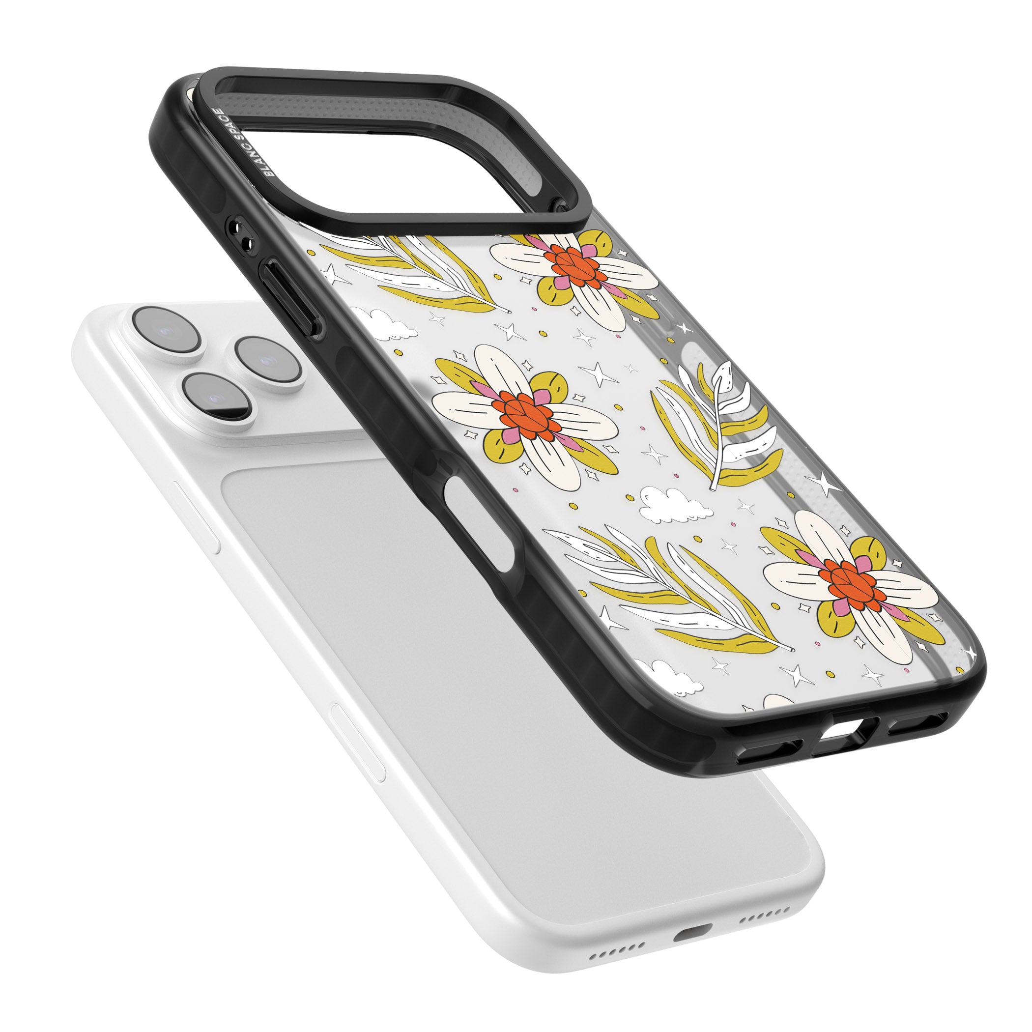 Boho Celestial Floral Dream iPhone 17 Pro Impact Black Phone Case Colours