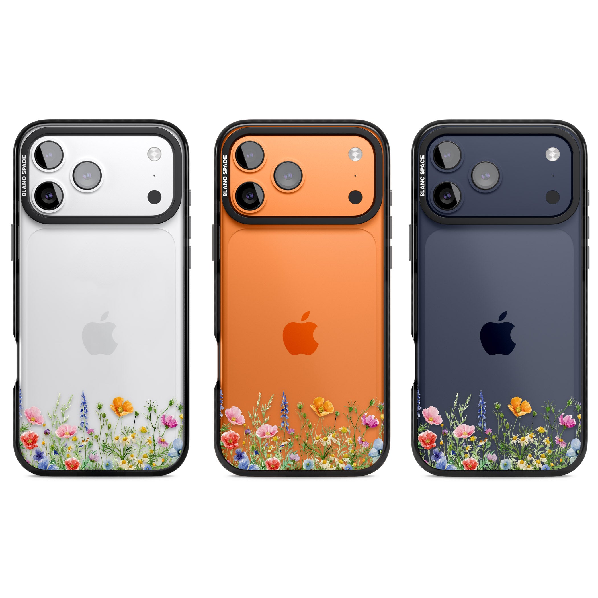 Minimal Wildflowers iPhone 17 Pro Impact Black Phone Case APT Impact Protection