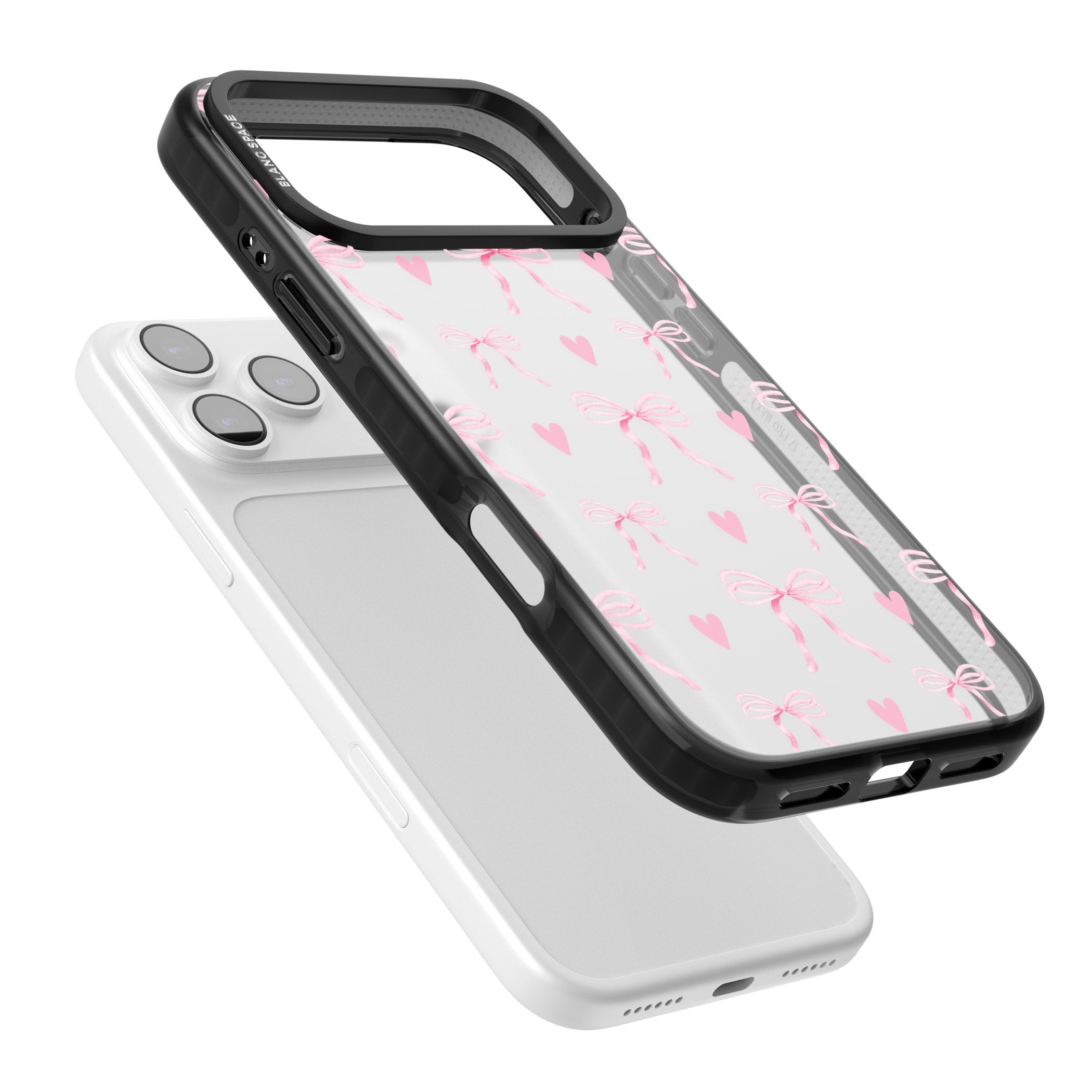 Pink Bows & Hearts iPhone 17 Pro Max Impact Black Phone Case Colours