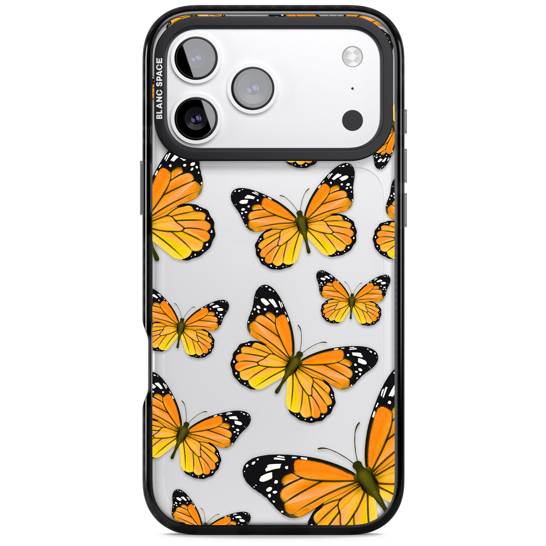 Sun Yellow Butterflies iPhone 17 Pro Impact Black Phone Case