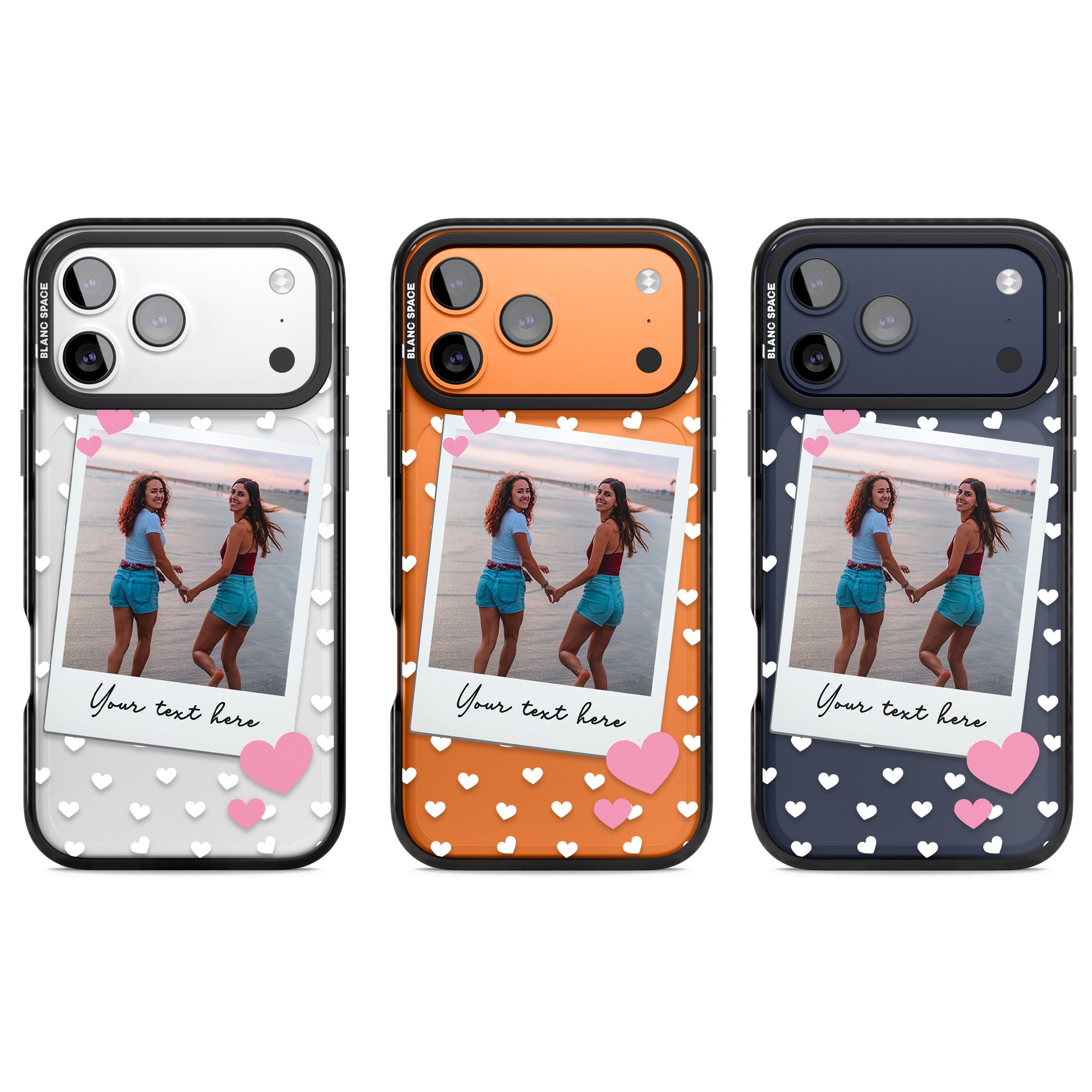 Personalised Hearts Instant Camera Photo iPhone 17 Pro Impact Black Phone Case APT Impact Protection