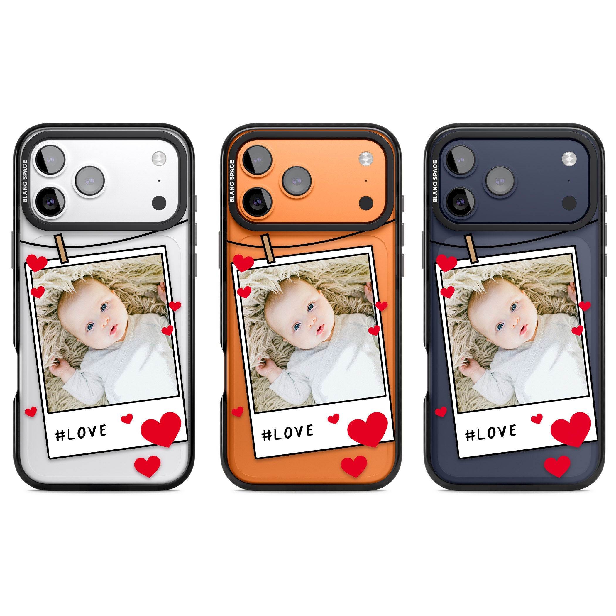 Personalised Paperclip & Hearts Instant Camera Photo iPhone 17 Pro Impact Black Phone Case APT Impact Protection