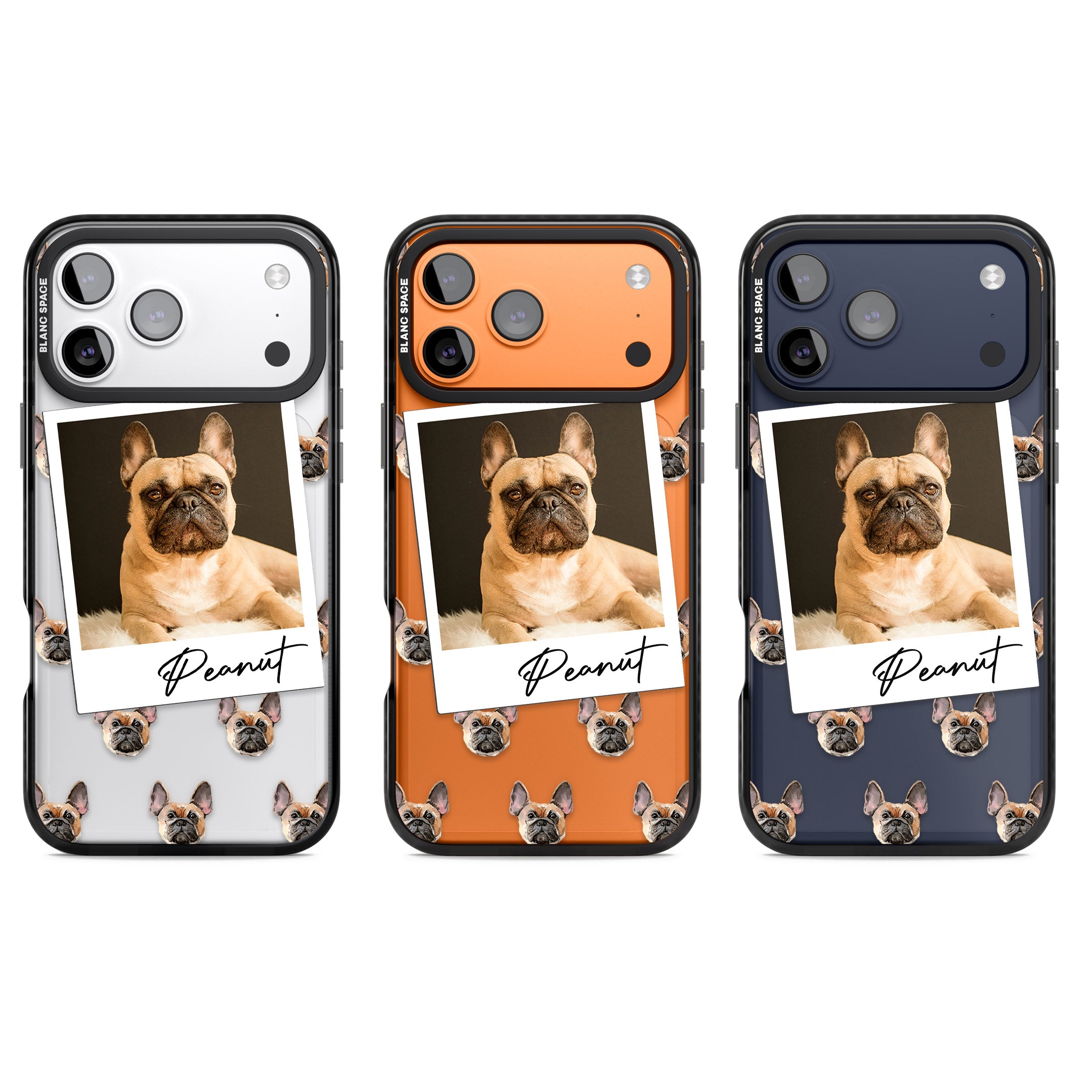 Personalised Tan French Bulldog Instant Camera Photo iPhone 17 Pro Impact Black Phone Case APT Impact Protection