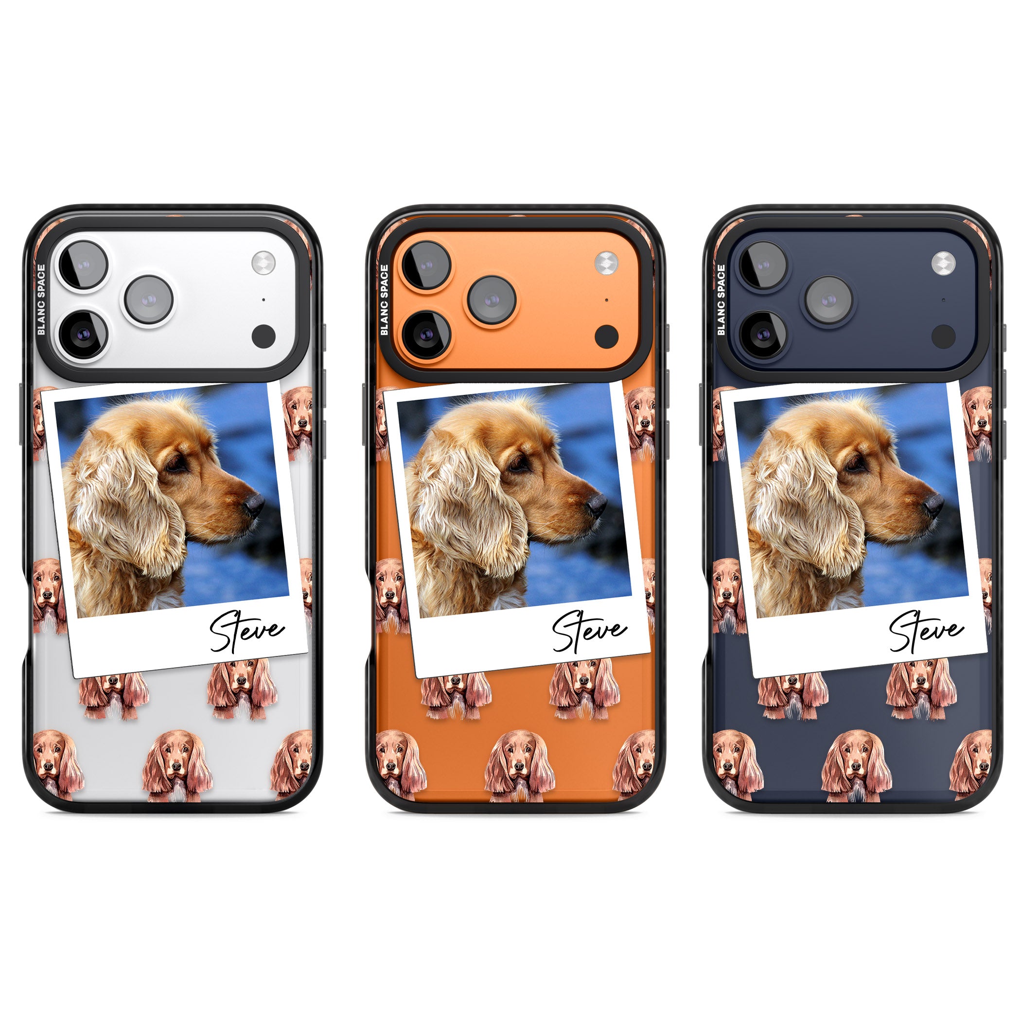 Personalised Cocker Spaniel Instant Camera Photo iPhone 17 Pro Impact Black Phone Case APT Impact Protection