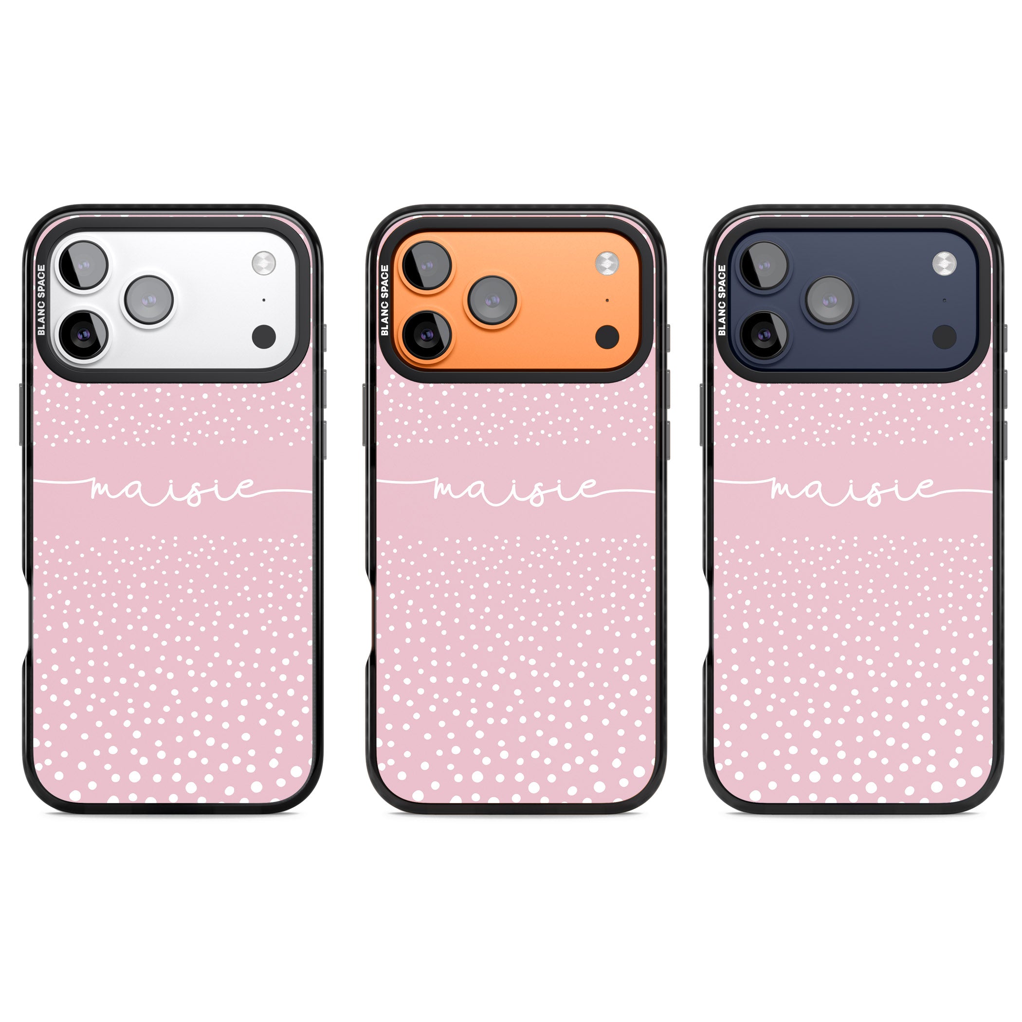 Personalised Pink Dots iPhone 17 Pro Impact Black Phone Case APT Impact Protection