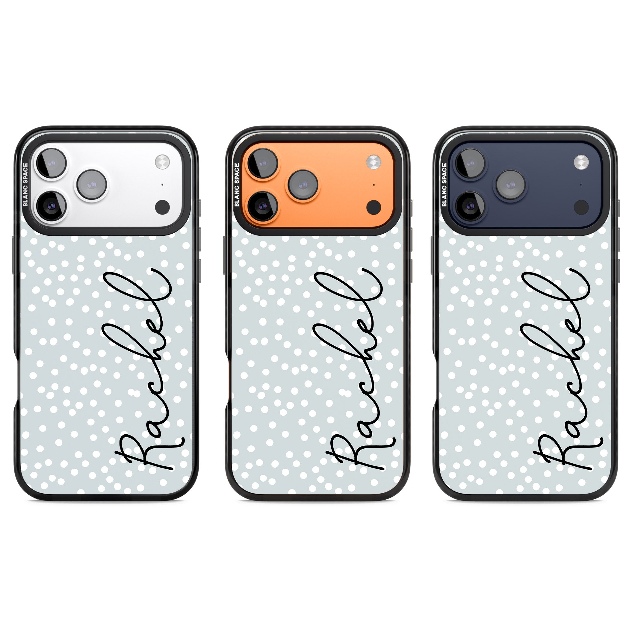 Personalised Vertical Cursive & Dots iPhone 17 Pro Impact Black Phone Case APT Impact Protection
