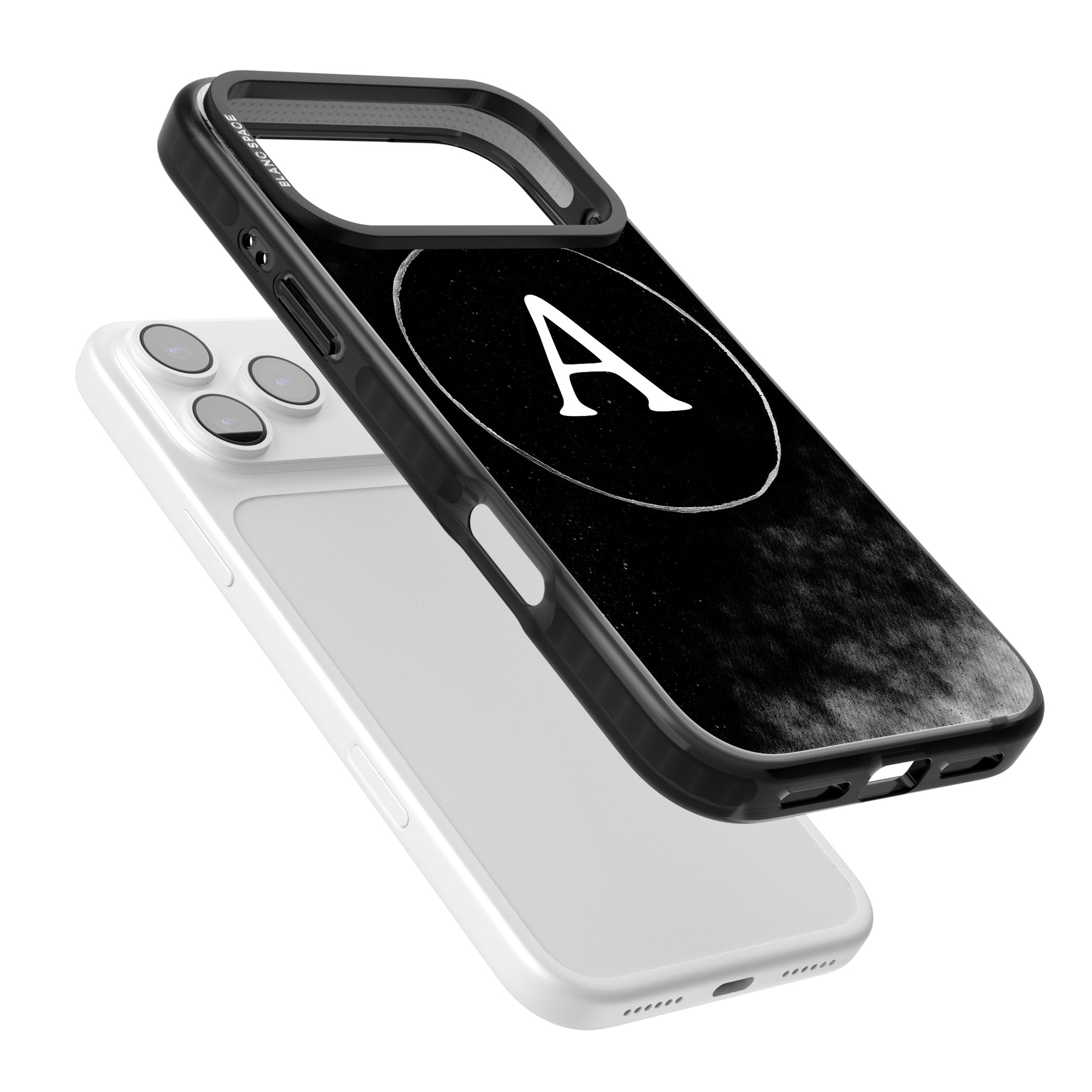 Personalised Monochrome Cosmic Monogram iPhone 17 Pro Impact Black Phone Case Colours