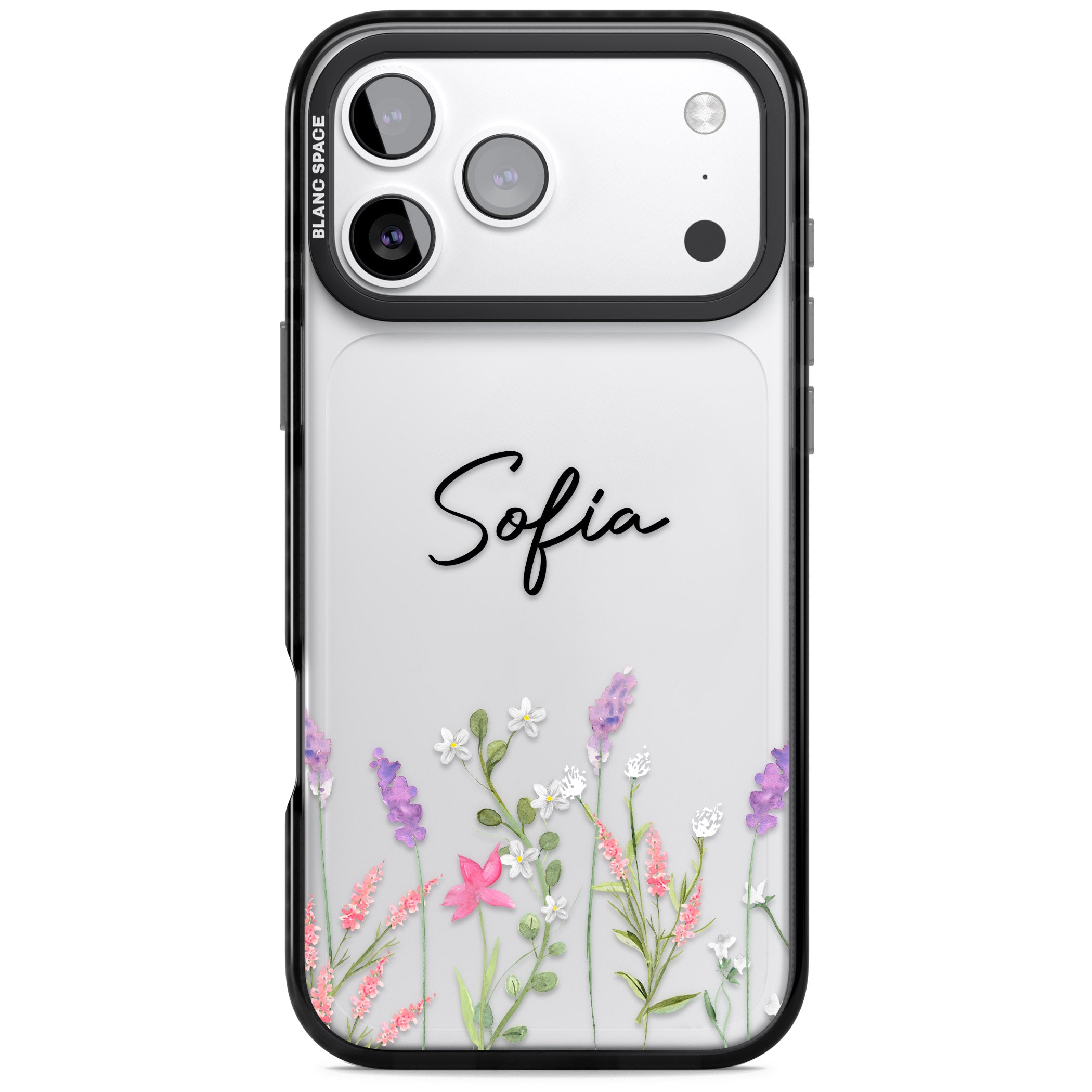 Personalised Lavender Wildflowers iPhone 17 Pro Impact Black Phone Case