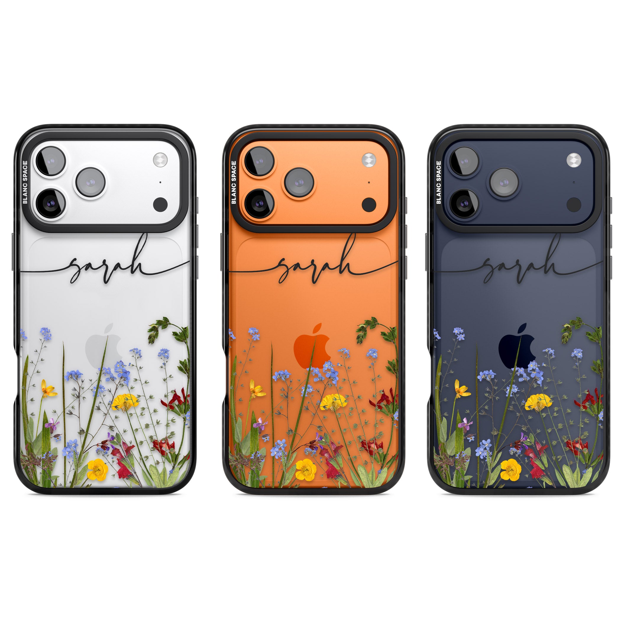 Personalised Wildflower Floral iPhone 17 Pro Impact Black Phone Case APT Impact Protection