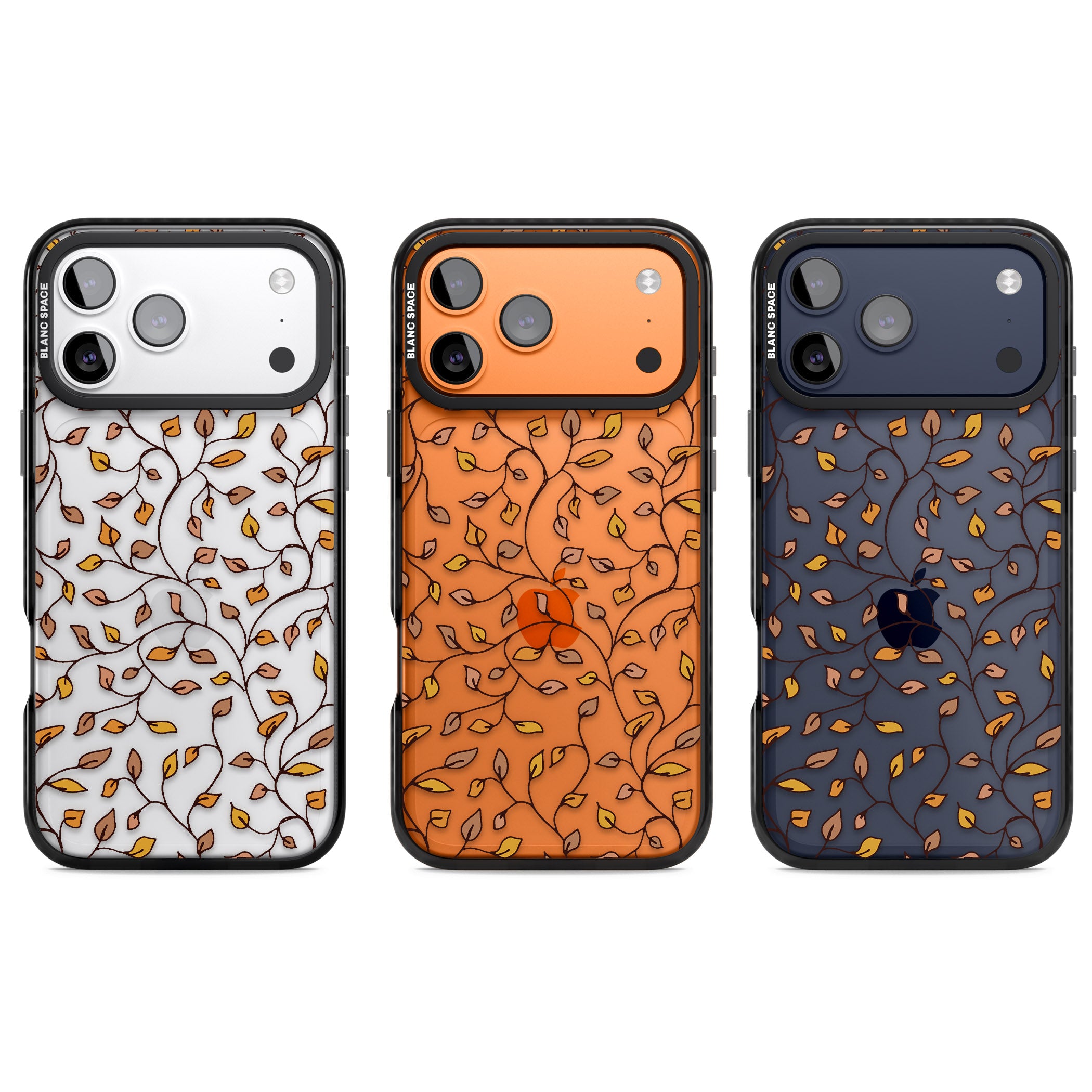 Personalised Autumn Leaves Pattern iPhone 17 Pro Impact Black Phone Case APT Impact Protection