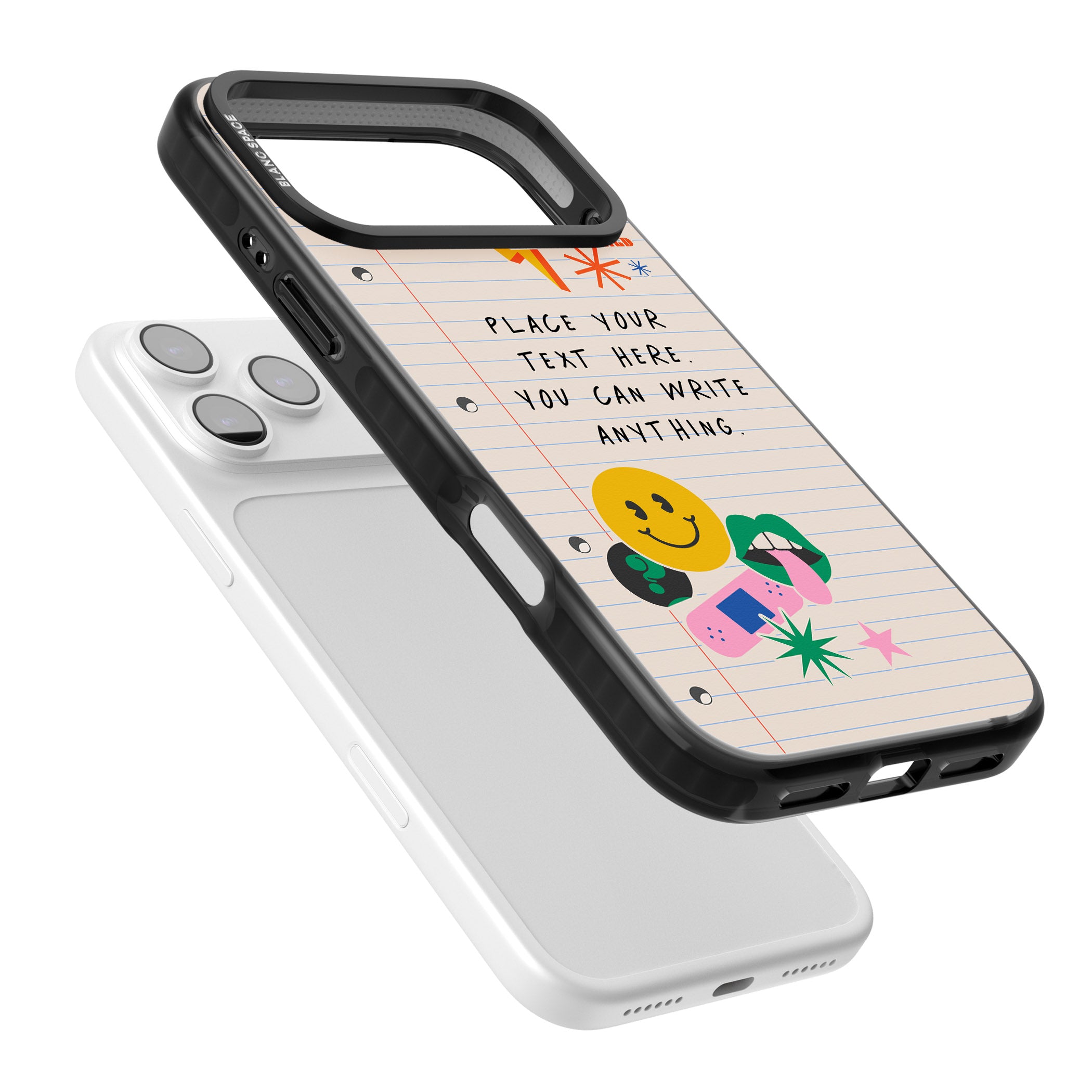 Personalised Retro Rainbow Fun iPhone 17 Pro Impact Black Phone Case Colours