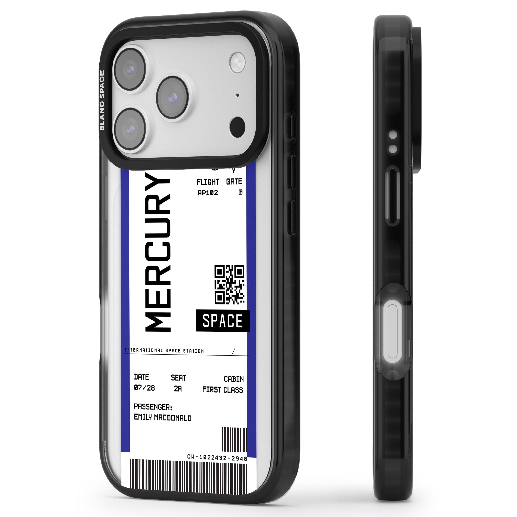 Personalised Mercury Travel Ticket iPhone 17 Pro Impact Black Phone Case Side Profile