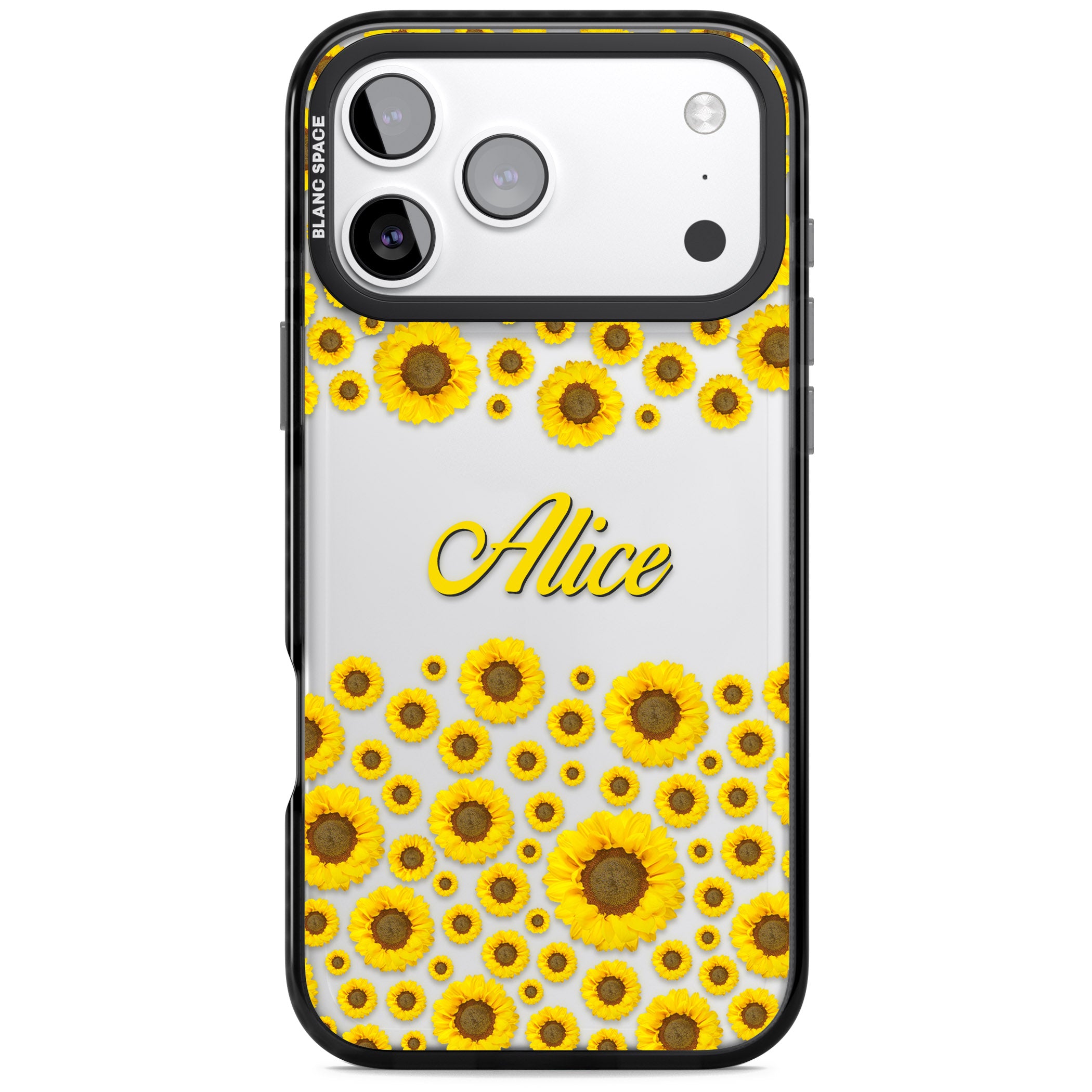 Personalised Sunflowers iPhone 17 Pro Max Impact Black Phone Case