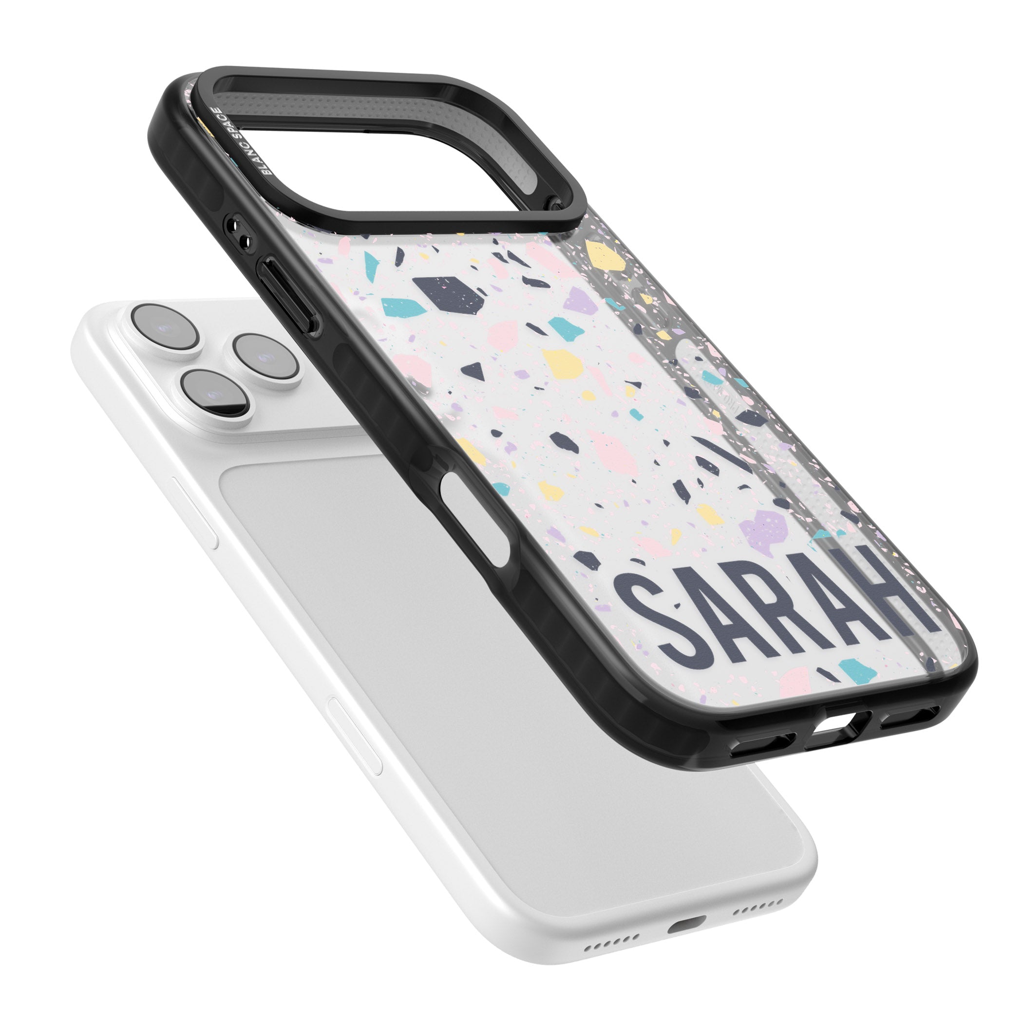 Personalised Pastel Terrazzo iPhone 17 Pro Impact Black Phone Case Colours