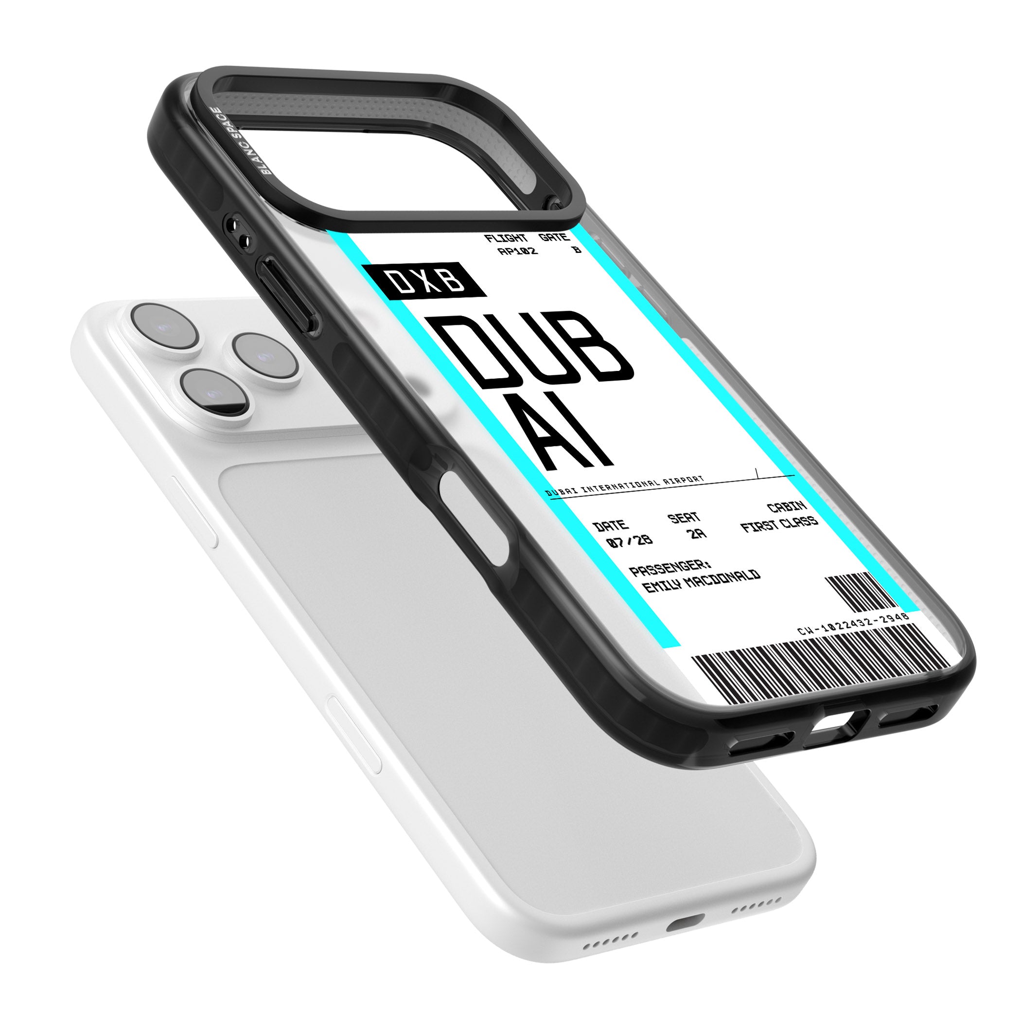 Personalised Dubai Boarding Pass iPhone 17 Pro Impact Black Phone Case Colours