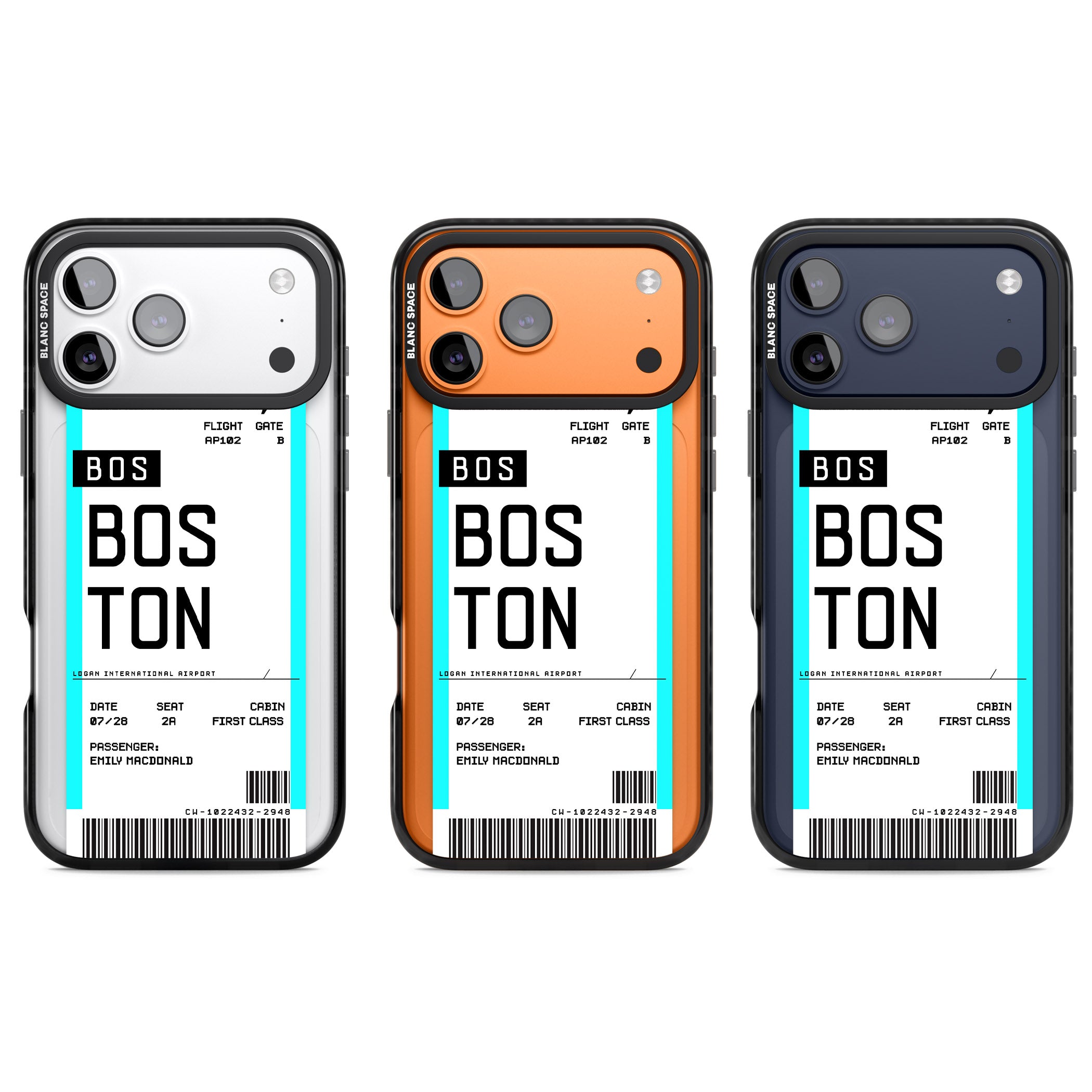 Personalised Boston Boarding Pass iPhone 17 Pro Impact Black Phone Case APT Impact Protection