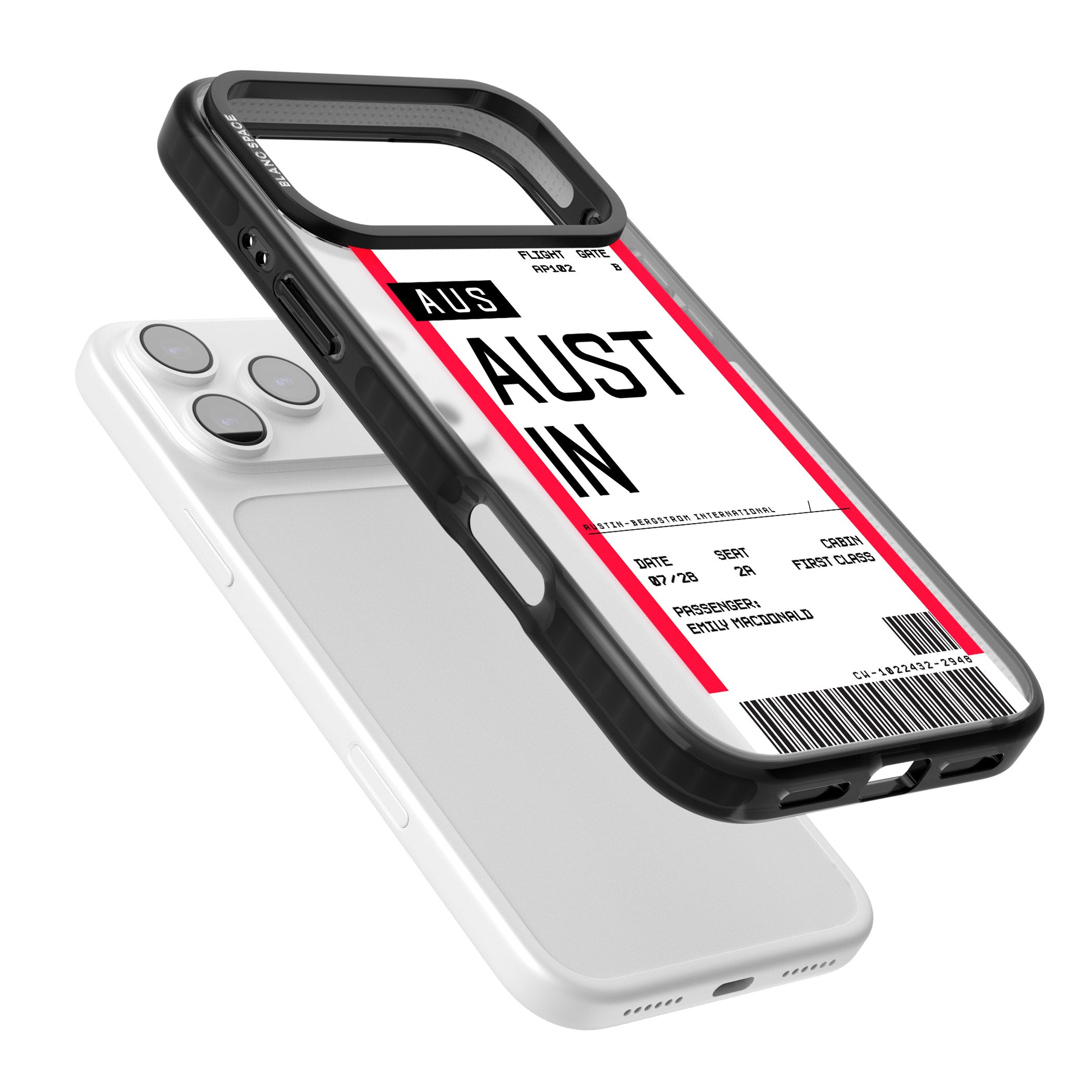Personalised Austin Boarding Pass iPhone 17 Pro Impact Black Phone Case Colours
