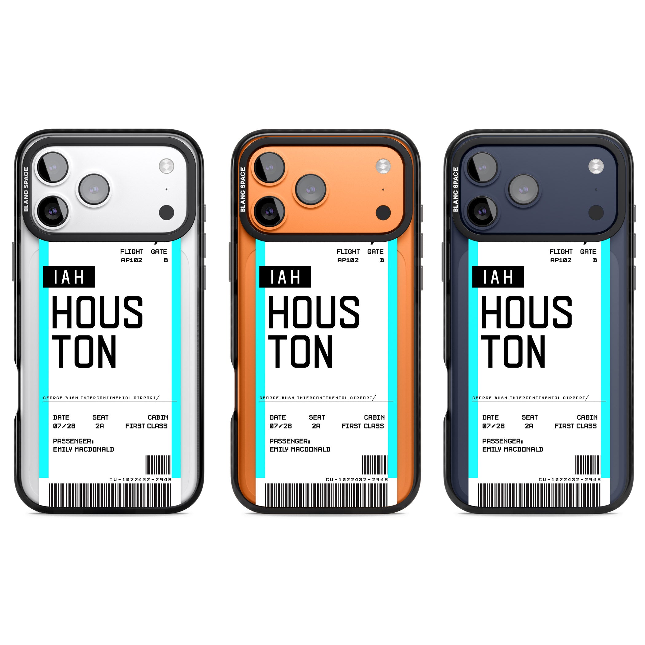 Personalised Houston Boarding Pass iPhone 17 Pro Impact Black Phone Case APT Impact Protection