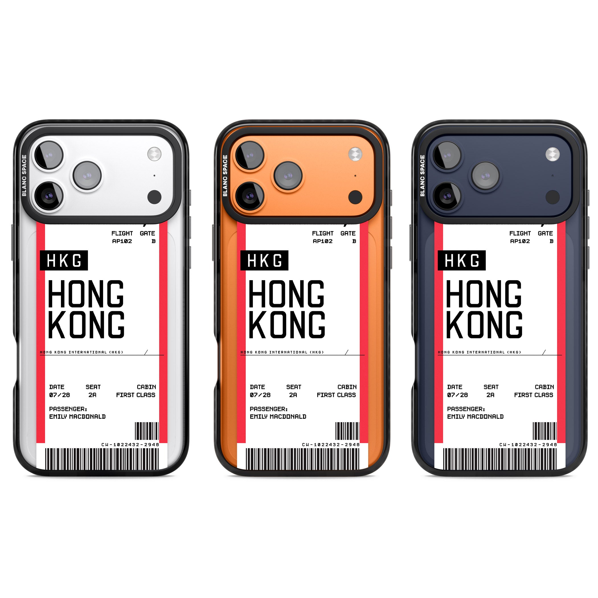 Personalised Hong Kong Boarding Pass iPhone 17 Pro Impact Black Phone Case APT Impact Protection