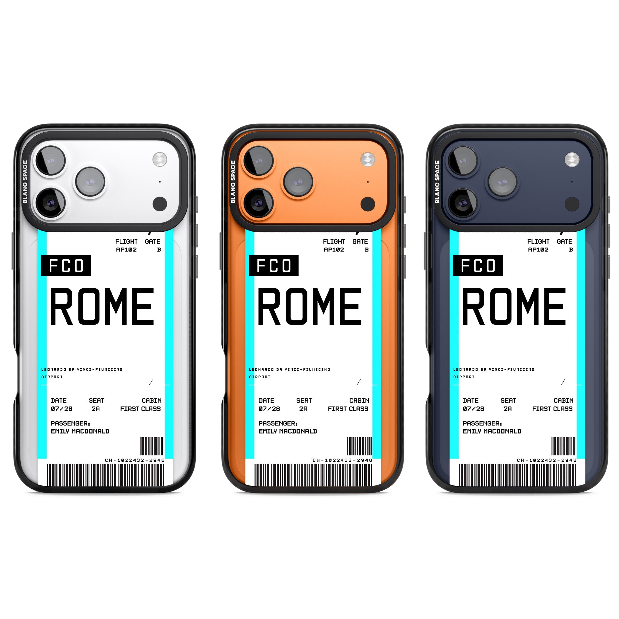 Personalised Rome Boarding Pass iPhone 17 Pro Impact Black Phone Case APT Impact Protection