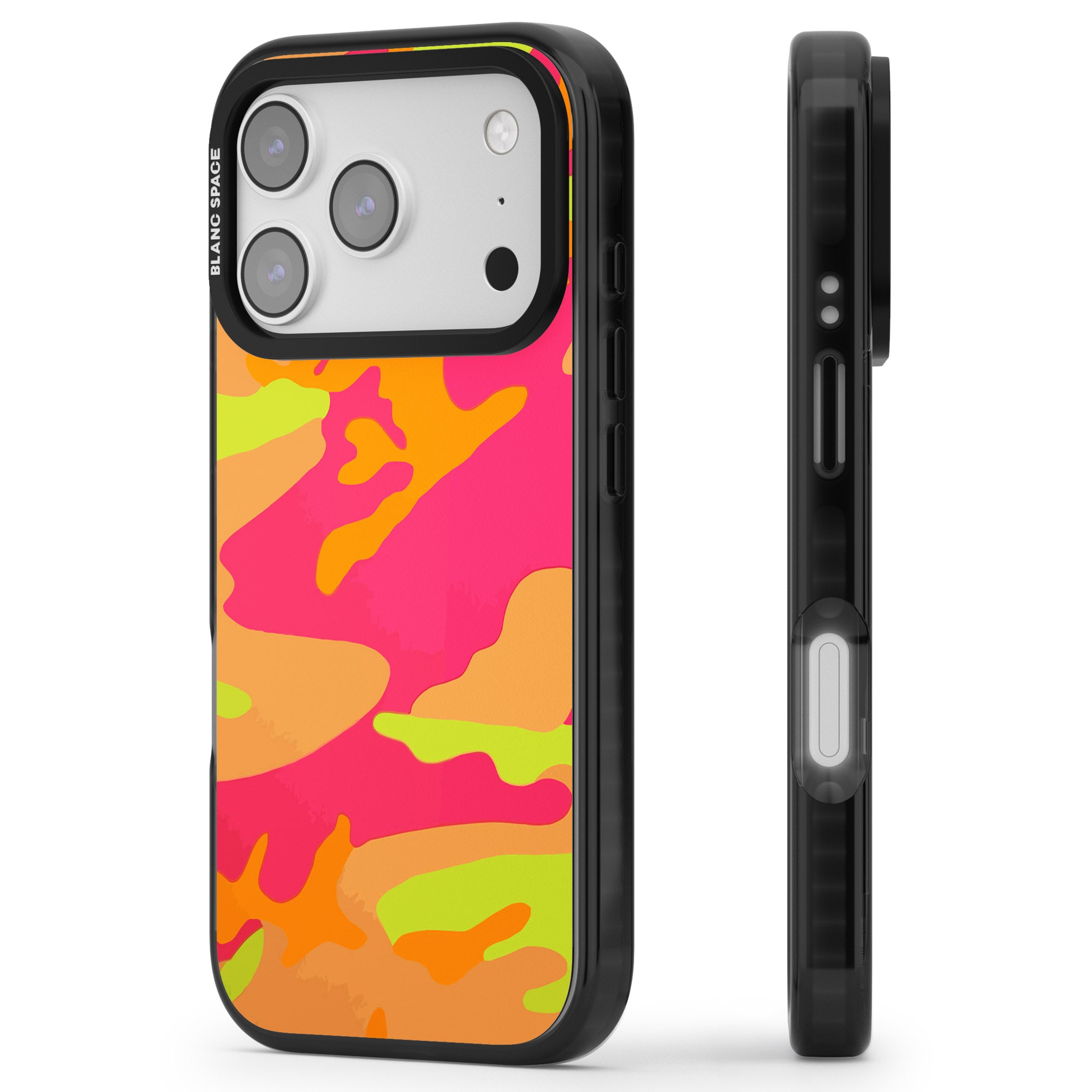 Neon Camo iPhone 17 Pro Max Impact Black Phone Case Side Profile