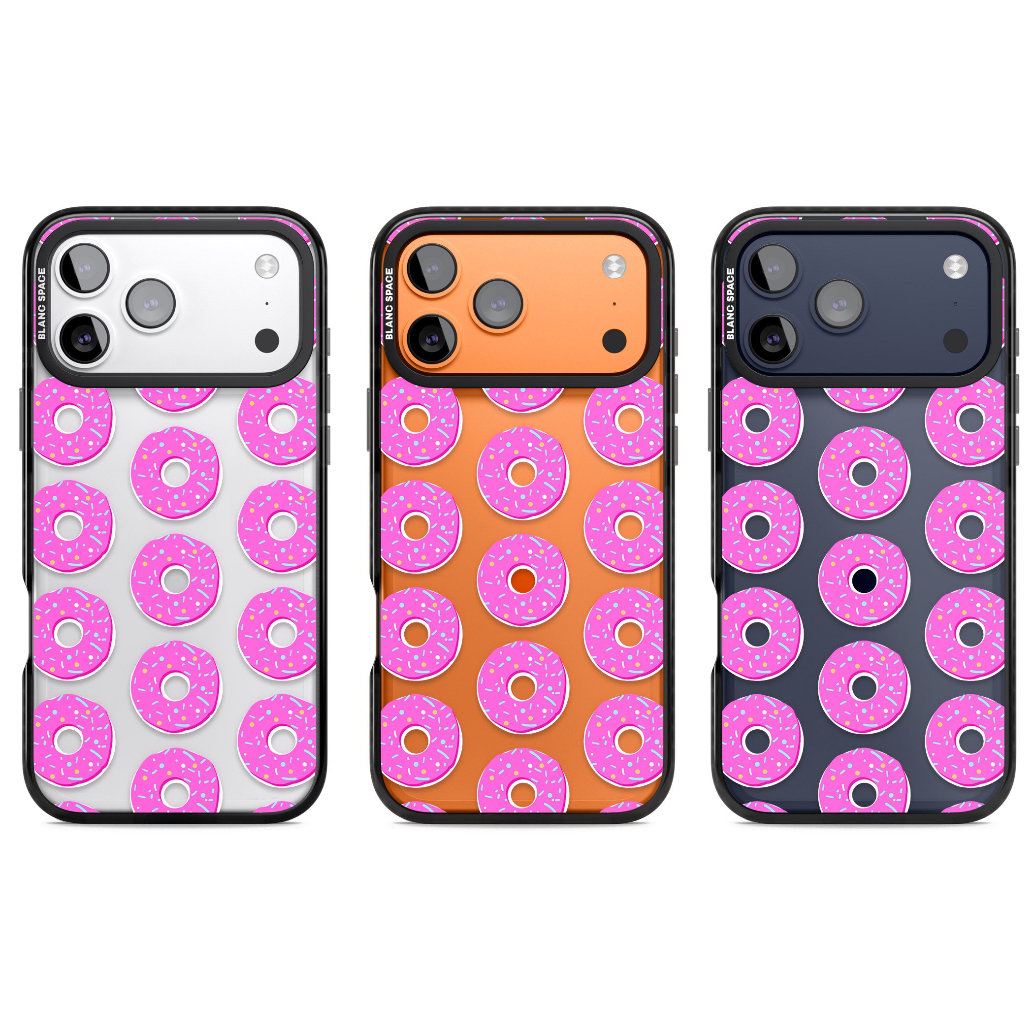 Pink Donut Pattern iPhone 17 Pro Impact Black Phone Case APT Impact Protection
