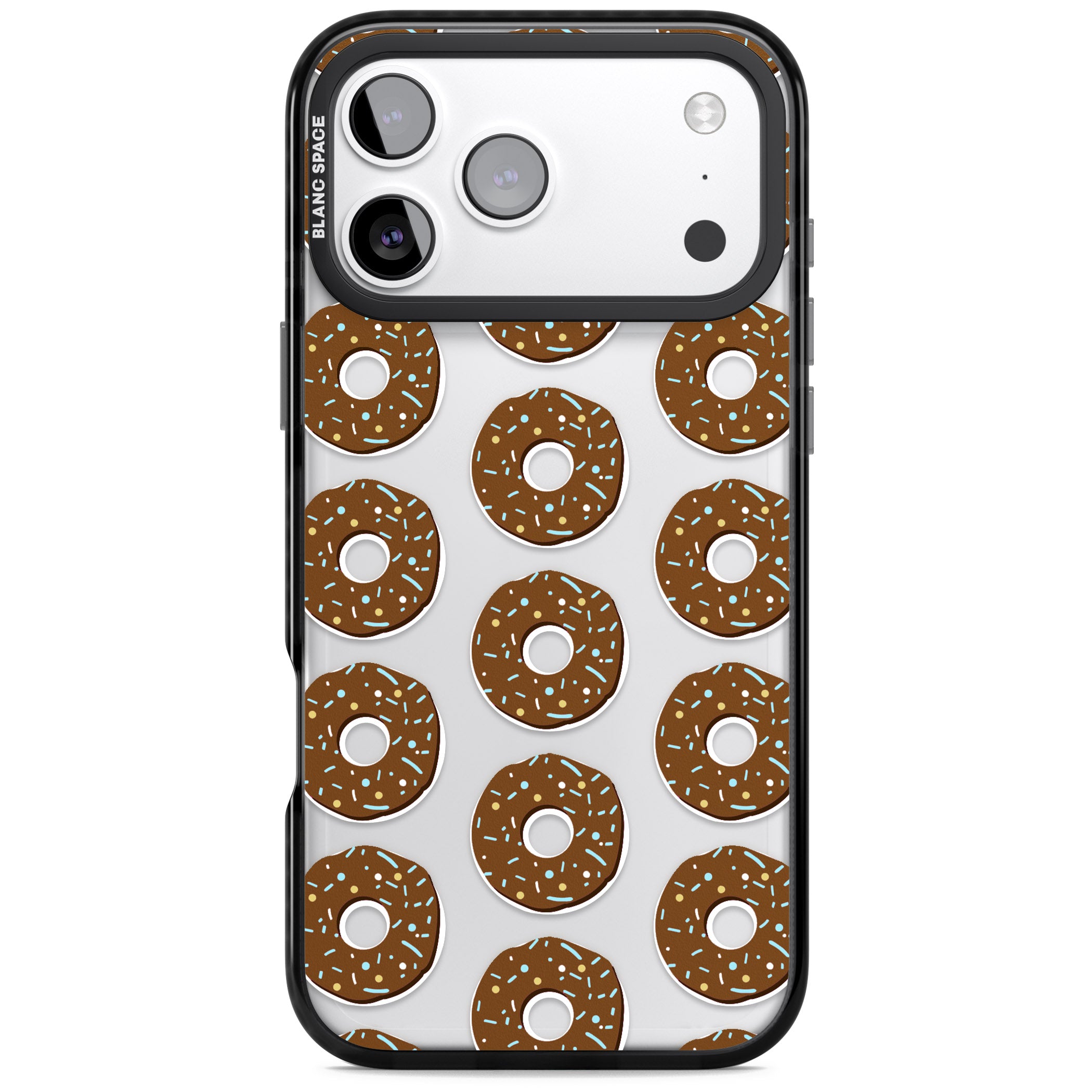 Chocolate Donut Pattern iPhone 17 Pro Impact Black Phone Case