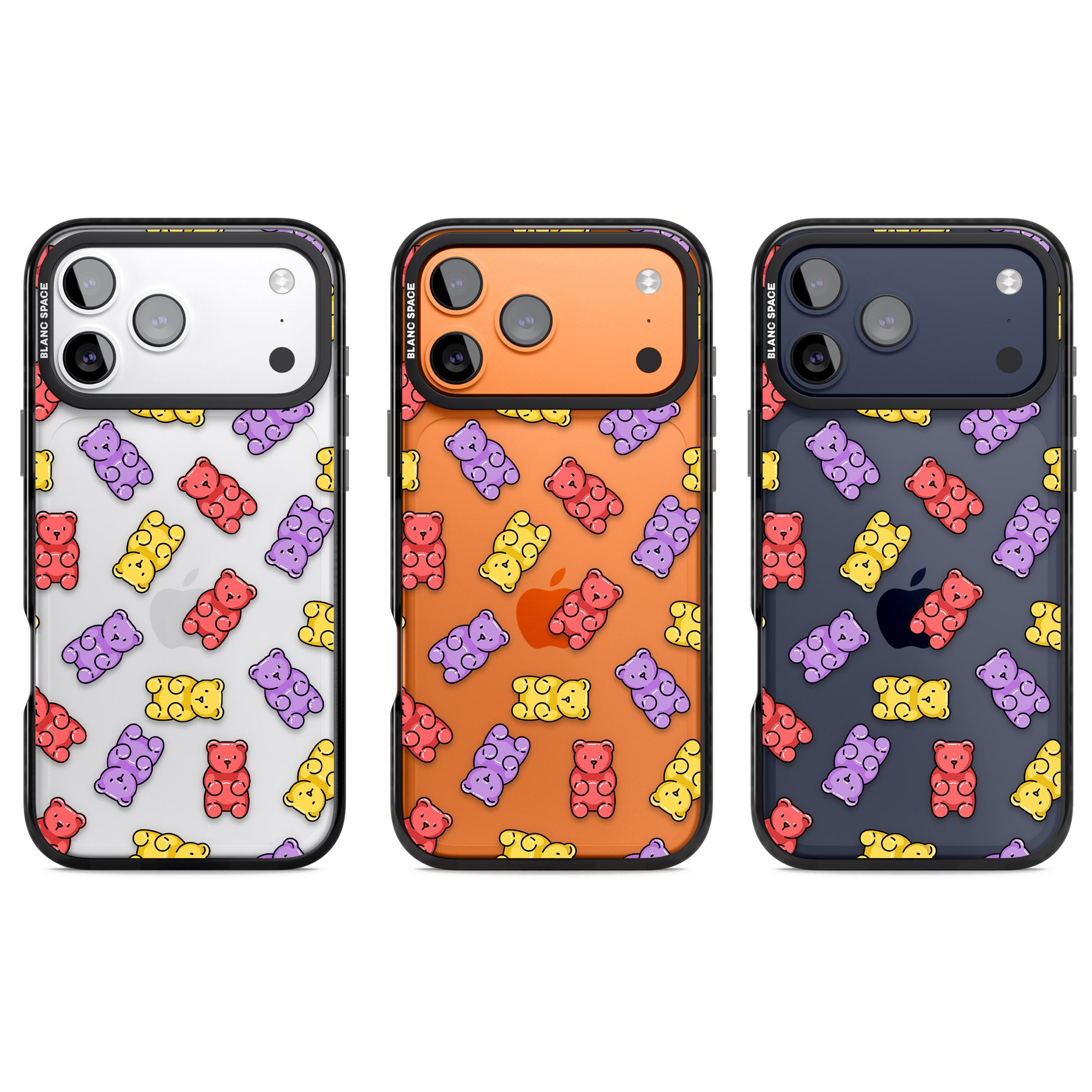 Gummy Bear Pattern iPhone 17 Pro Impact Black Phone Case APT Impact Protection