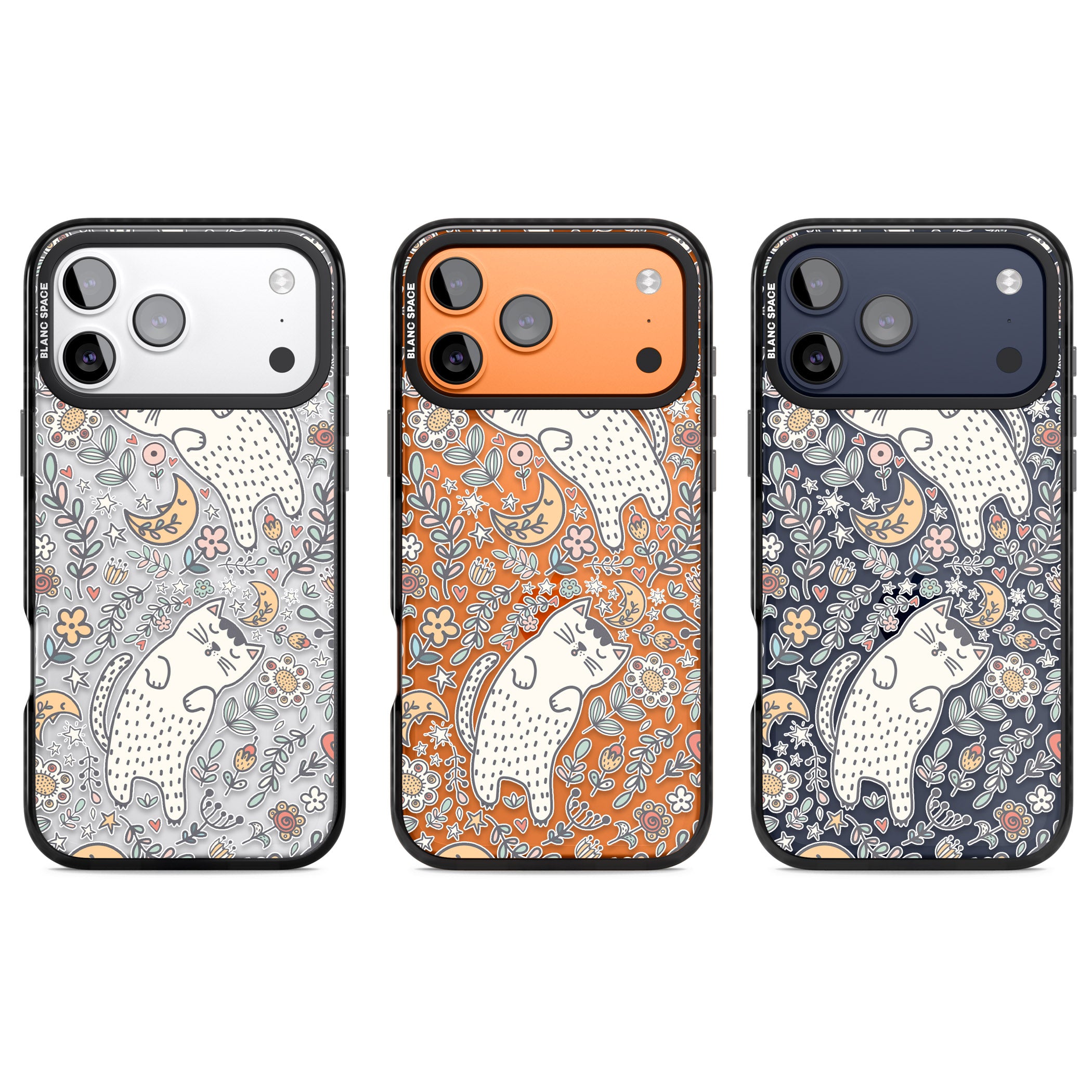 Sleeping Cat Pattern iPhone 17 Pro Impact Black Phone Case APT Impact Protection